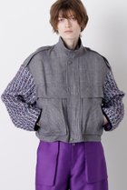 【ヒューエルミュージアム/hueLe Museum】の【STUMBLY】Tweed Sleeve Stand Zip UP JK ブルー|ID: prp329100004640180 ipo3291000000035798368