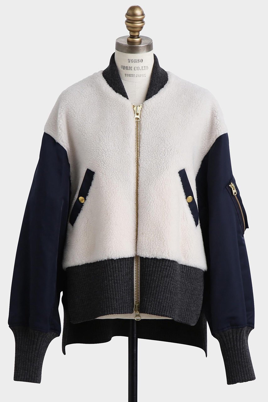 【ヒューエルミュージアム/hueLe Museum】の【STUMBLY】Boa / Quilted MA-1 Combination インテリア・キッズ・メンズ・レディースファッション・服の通販 founy(ファニー) 　ファッション　Fashion　レディースファッション　Fashion for Women　アウター　Coat / Outerwear Collection　レディースジャケット・軽アウター　Jackets　MA-1ジャケット　MA-1 Bomber Jackets / Flight Jackets　キルト　Quilt, Quilted Fabric　ジャケット　Jacket, Outerwear　スリット　Slit, Slit Detail　ドッキング　Docking, Mixed Material　フロント　Front, Front Design　ブルゾン　Blouson, Bomber Jacket　モダン　Modern, Contemporary　ネイビー|ID: prp329100004640181 ipo3291000000036544735