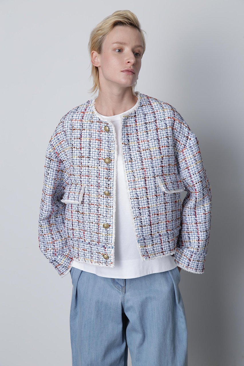 【ヒューエルミュージアム/hueLe Museum】の【STUMBLY】Tweed/Denim Combi JK インテリア・キッズ・メンズ・レディースファッション・服の通販 founy(ファニー) 　ファッション　Fashion　レディースファッション　Fashion for Women　アウター　Coat / Outerwear Collection　レディースジャケット・軽アウター　Jackets　2025年　2025　2025-2026秋冬・A/W　Autumn/Winter 2025–26 AW25–26　エレガント 上品　Elegant　ジャケット　Jacket, Outerwear　ツイード　Twill, Twill Weave　デニム　Denim, Jeans Material　ミックス　Mix, Mixed Style　リメイク　Remake, Reconstructed　A/W・秋冬　Autumn/Winter　ホワイト|ID: prp329100004640182 ipo3291000000033450348