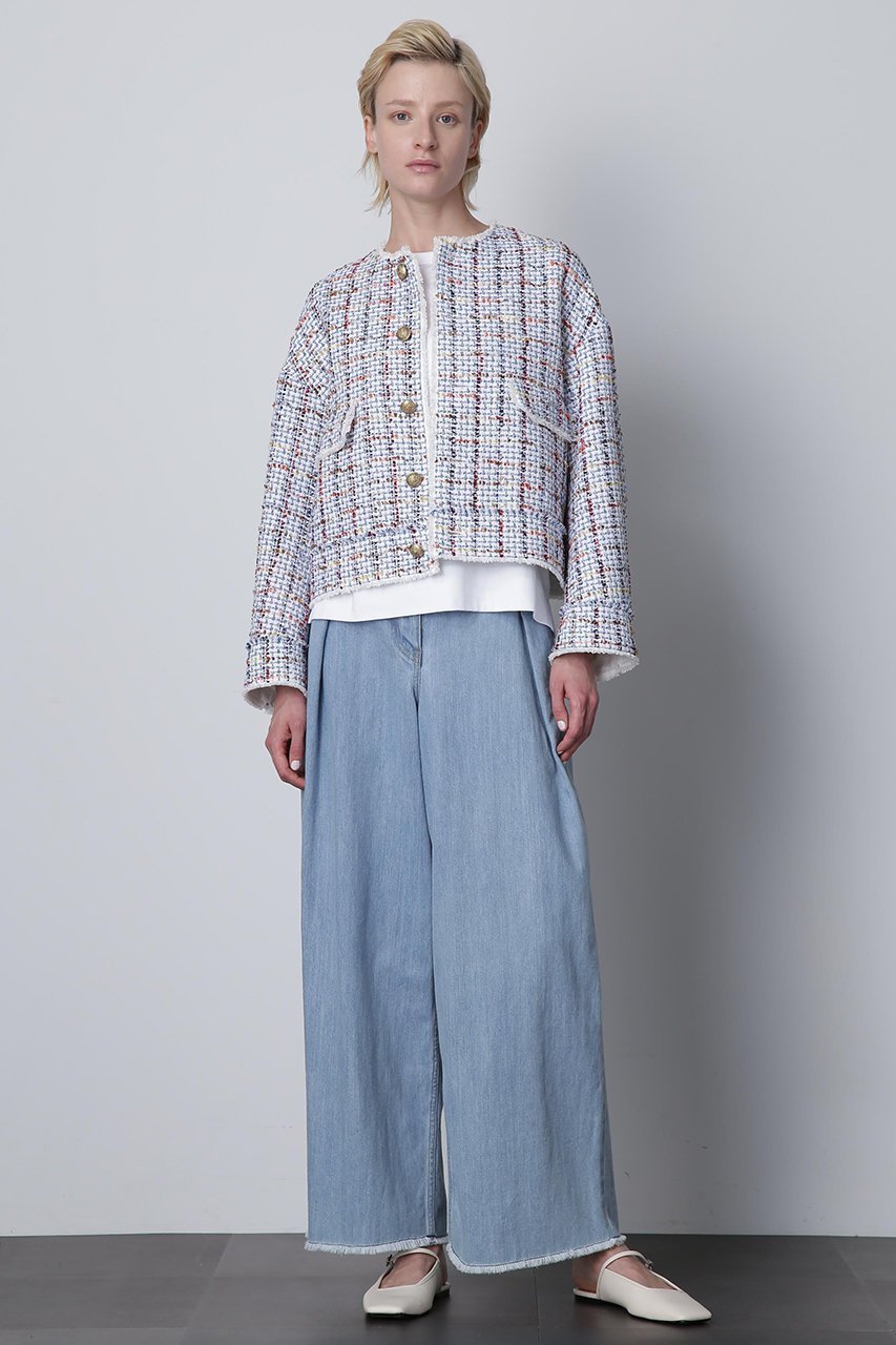 【ヒューエルミュージアム/hueLe Museum】の【STUMBLY】Tweed/Denim Combi JK 人気、トレンドファッション・服の通販 founy(ファニー) 　ファッション　Fashion　レディースファッション　Fashion for Women　アウター　Coat / Outerwear Collection　レディースジャケット・軽アウター　Jackets　2025年　2025　2025-2026秋冬・A/W　Autumn/Winter 2025–26 AW25–26　エレガント 上品　Elegant　ジャケット　Jacket, Outerwear　ツイード　Twill, Twill Weave　デニム　Denim, Jeans Material　ミックス　Mix, Mixed Style　リメイク　Remake, Reconstructed　A/W・秋冬　Autumn/Winter　other-3|ID: prp329100004640182 ipo3291000000033450350