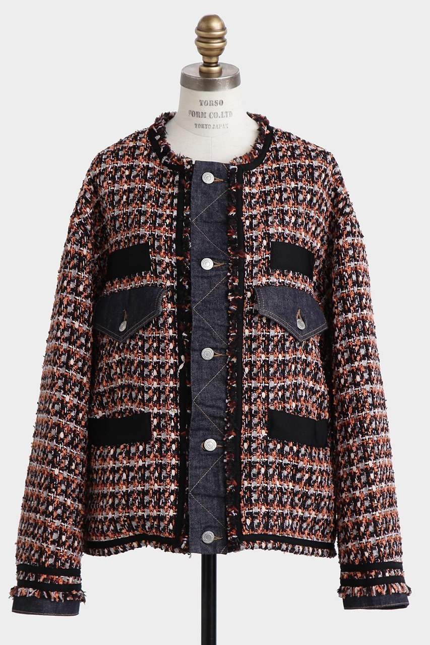【ヒューエルミュージアム/hueLe Museum】の【STUMBLY】Tweed/Denim Combi JK 人気、トレンドファッション・服の通販 founy(ファニー) 　ファッション　Fashion　レディースファッション　Fashion for Women　アウター　Coat / Outerwear Collection　レディースジャケット・軽アウター　Jackets　2025年　2025　2025-2026秋冬・A/W　Autumn/Winter 2025–26 AW25–26　エレガント 上品　Elegant　ジャケット　Jacket, Outerwear　ツイード　Twill, Twill Weave　デニム　Denim, Jeans Material　バランス　Balance, Style Balance　ミックス　Mix, Mixed Style　リメイク　Remake, Reconstructed　A/W・秋冬　Autumn/Winter　other-2|ID: prp329100004640183 ipo3291000000033450358