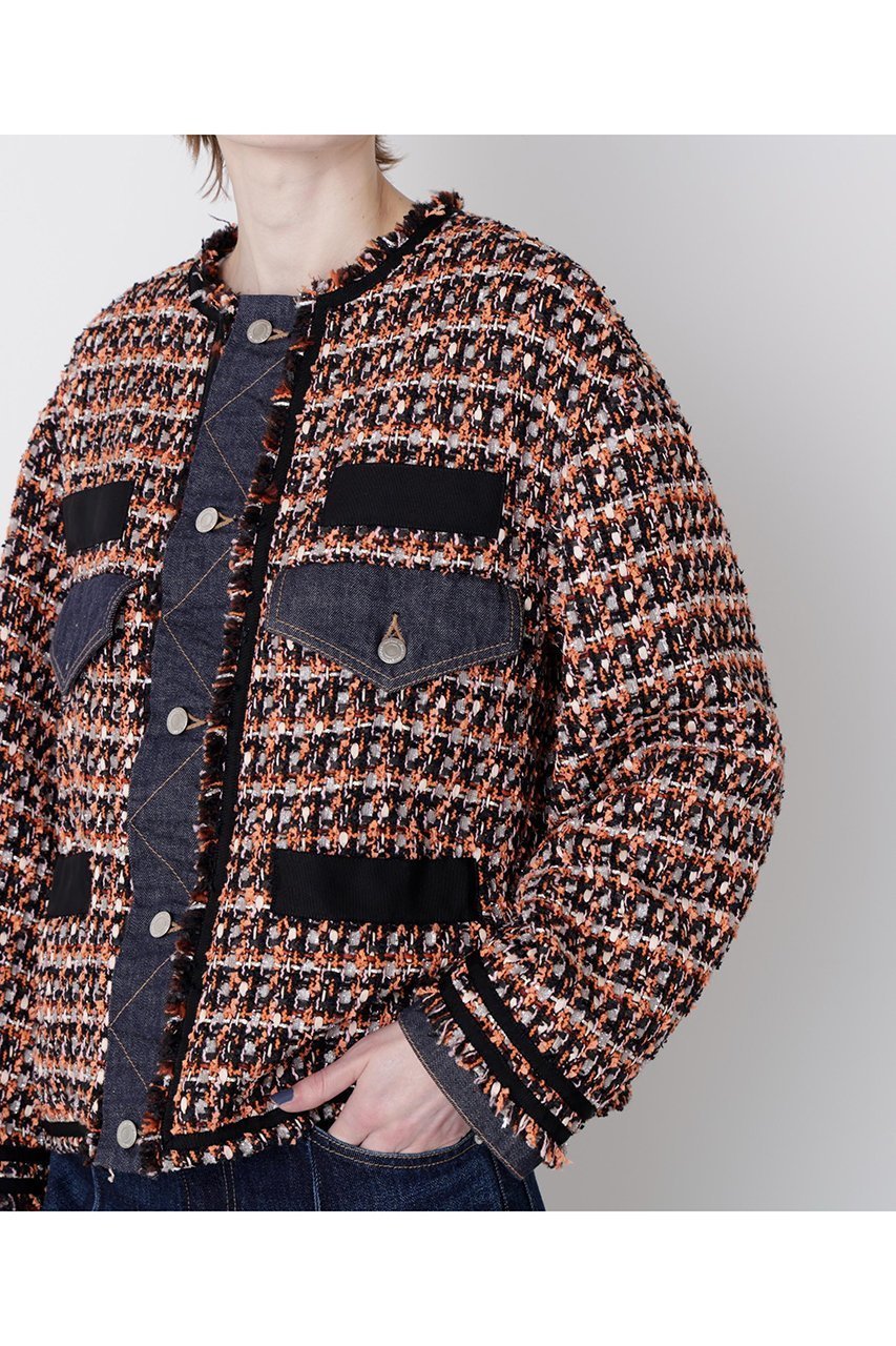 【ヒューエルミュージアム/hueLe Museum】の【STUMBLY】Tweed/Denim Combi JK 人気、トレンドファッション・服の通販 founy(ファニー) 　ファッション　Fashion　レディースファッション　Fashion for Women　アウター　Coat / Outerwear Collection　レディースジャケット・軽アウター　Jackets　2025年　2025　2025-2026秋冬・A/W　Autumn/Winter 2025–26 AW25–26　エレガント 上品　Elegant　ジャケット　Jacket, Outerwear　ツイード　Twill, Twill Weave　デニム　Denim, Jeans Material　バランス　Balance, Style Balance　ミックス　Mix, Mixed Style　リメイク　Remake, Reconstructed　A/W・秋冬　Autumn/Winter　other-8|ID: prp329100004640183 ipo3291000000033450364