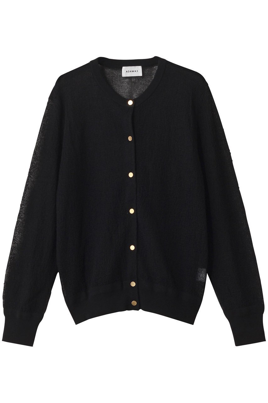 【アダワス/ADAWAS】のセミシアー カーディガン インテリア・キッズ・メンズ・レディースファッション・服の通販 founy(ファニー) 　ファッション　Fashion　レディースファッション　Fashion for Women　トップス・カットソー　Cut & Sew Tops　ニット　Knit Tops & Sweaters　カーディガン・羽織り　Layered Style Cardigans　カーディガン　Cardigan, Knitwear　シアー　Sheer, See-Through　エレガント 上品　Elegant　無地　Plain, Solid Color　ブラック|ID: prp329100004640191 ipo3291000000035938499