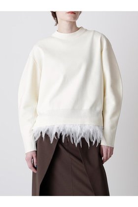 【ヒューエルミュージアム/hueLe Museum】の【hLM】フェザーレイヤードニット 人気、トレンドファッション・服の通販 founy(ファニー) ファッション Fashion レディースファッション Fashion for Women トップス・カットソー Cut & Sew Tops ニット Knit Tops & Sweaters カジュアルプルオーバー・ニットトップス Pullovers & Knit Tops / Casual Pullovers 2025年 2025 2025-2026秋冬・A/W Autumn/Winter 2025–26 AW25–26 インナー Innerwear エレガント 上品 Elegant オーガンジー Organza Fabric ジャケット Jacket, Outerwear フェザー Feather, Feather Detail A/W・秋冬 Autumn/Winter |ID:prp329100004640193