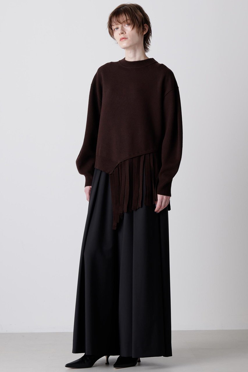 【ヒューエルミュージアム/hueLe Museum】の【hLM】フリンジニット 人気、トレンドファッション・服の通販 founy(ファニー) 　ファッション　Fashion　レディースファッション　Fashion for Women　トップス・カットソー　Cut & Sew Tops　ニット　Knit Tops & Sweaters　カジュアルプルオーバー・ニットトップス　Pullovers & Knit Tops / Casual Pullovers　2025年　2025　2025-2026秋冬・A/W　Autumn/Winter 2025–26 AW25–26　アシンメトリー　Asymmetrical Style　イタリア　Italy　スウェット / スエット　Sweatshirt, Sweatwear　フリンジ　Fringe, Tassel　A/W・秋冬　Autumn/Winter　other-2|ID: prp329100004640194 ipo3291000000033450473