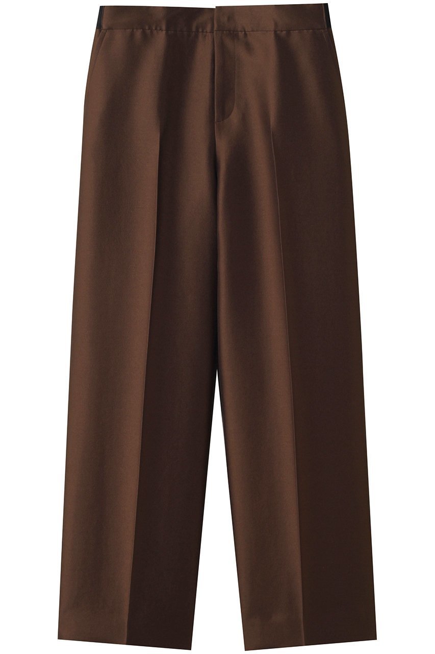 【エムフィル/M Fil】のシルキーWクロス ワイドパンツ インテリア・キッズ・メンズ・レディースファッション・服の通販 founy(ファニー) 　ファッション　Fashion　レディースファッション　Fashion for Women　パンツ　Pants & Trousers　なめらか　Smooth, Silky Texture　ストレート　Straight, Straight Cut　センター　Center, Center Line　ワイド　Wide, Wide Fit　エレガント 上品　Elegant　ダークブラウン|ID: prp329100004640215 ipo3291000000035938562
