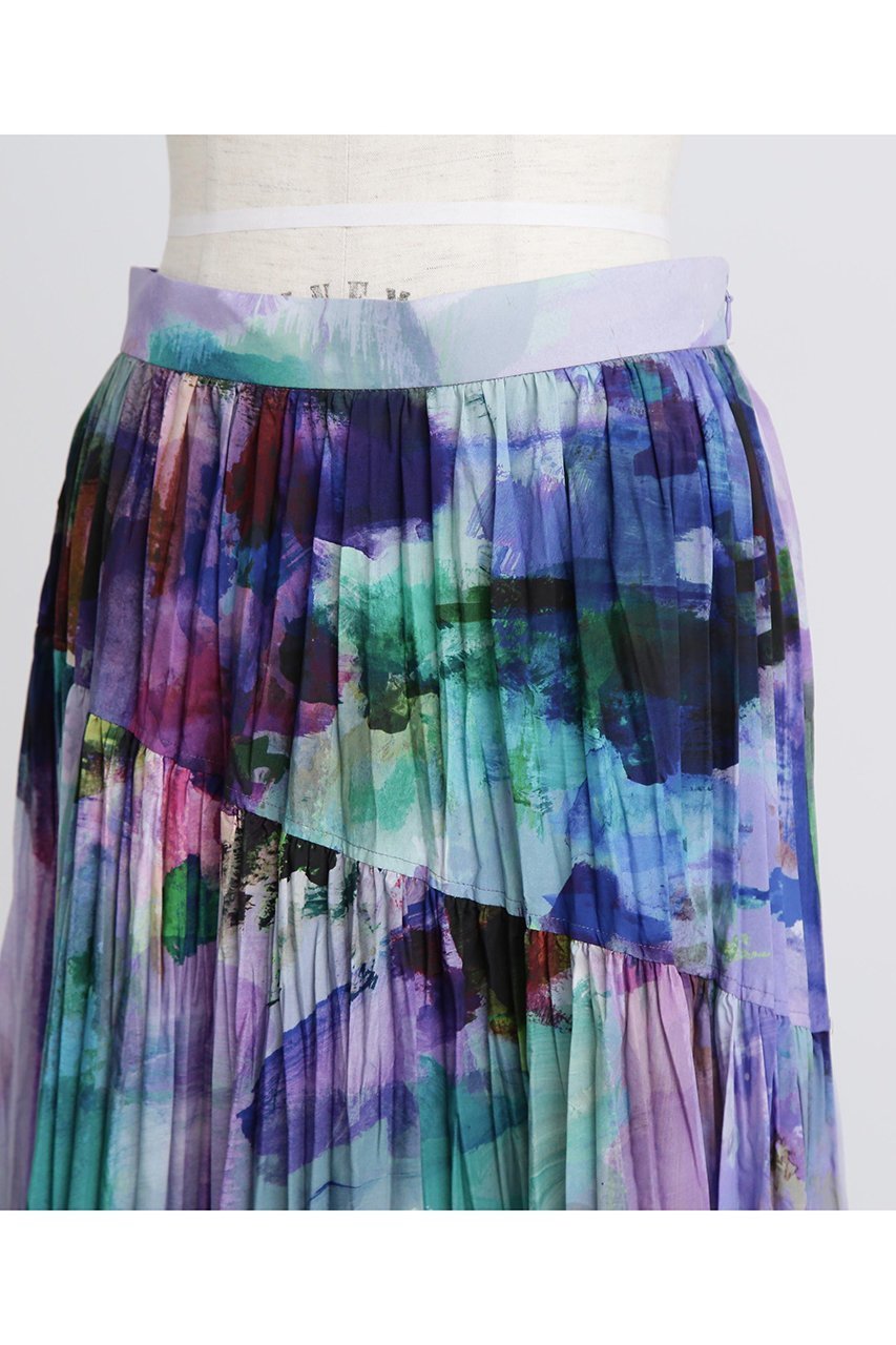 【ヒューエルミュージアム/hueLe Museum】の【STUMBLY】Crushed Art Print Skirt 人気、トレンドファッション・服の通販 founy(ファニー) 　ファッション　Fashion　レディースファッション　Fashion for Women　スカート　Skirts　ロングスカート　Long Skirts / Maxi & Midi Skirts　セットアップ　Set-Up, Coordinated Outfit　タイプライター　Typewriter Fabric, Crisp Cotton　ティアード　Tiered, Tiered Style　プリント　Print, Printed Pattern　プリーツ　Pleats, Pleated　ロング　Long, Long-Length　other-2|ID: prp329100004640222 ipo3291000000035893450