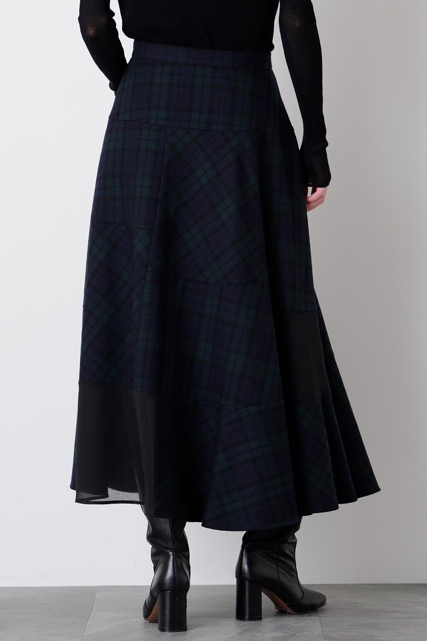 【ヒューエルミュージアム/hueLe Museum】の【STUMBLY】Sheer Combination Pattern Skirt 人気、トレンドファッション・服の通販 founy(ファニー) 　ファッション　Fashion　レディースファッション　Fashion for Women　スカート　Skirts　ロングスカート　Long Skirts / Maxi & Midi Skirts　2025年　2025　2025-2026秋冬・A/W　Autumn/Winter 2025–26 AW25–26　チェック　Check, Plaid, Tartan　パッチワーク　Patchwork, Mixed Fabric　フレア　Flare, Flared　プリント　Print, Printed Pattern　ランダム　Random, Irregular　ロング　Long, Long-Length　エレガント 上品　Elegant　無地　Plain, Solid Color　A/W・秋冬　Autumn/Winter　other-4|ID: prp329100004640223 ipo3291000000033450767