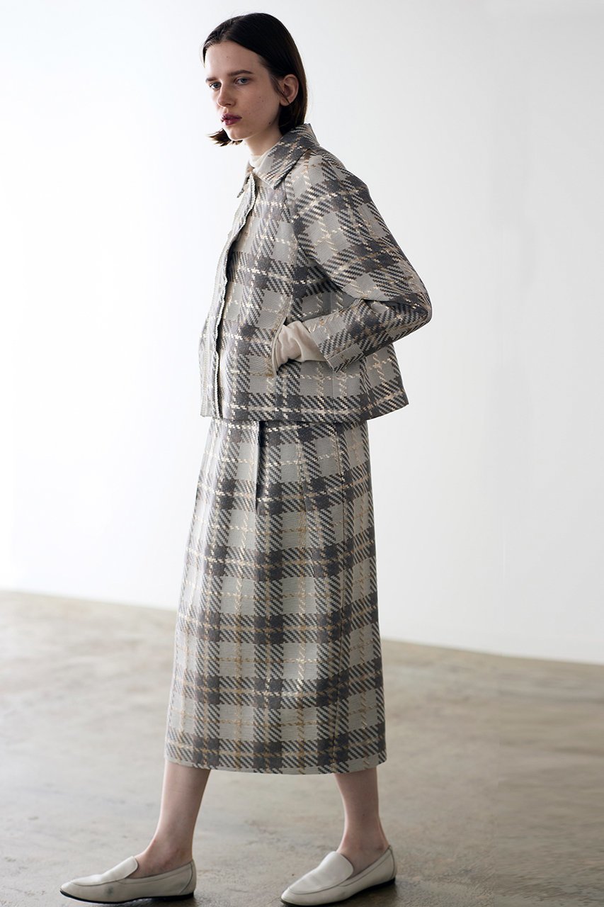 【マリリンムーン/MARILYN MOON】の【SOI-MeME】チェックラメジャガードスカート 人気、トレンドファッション・服の通販 founy(ファニー) 　ファッション　Fashion　レディースファッション　Fashion for Women　スカート　Skirts　おすすめ　Recommended / Our Picks　シンプル　Simple, Minimal　ジャカード／ジャガード　Jacquard, Woven Pattern　ジャケット　Jacket, Outerwear　チェック　Check, Plaid, Tartan　ビスチェ　Bustier, Corset Top　別注　Limited Edition, Custom Order　other-6|ID: prp329100004640226 ipo3291000000035938593