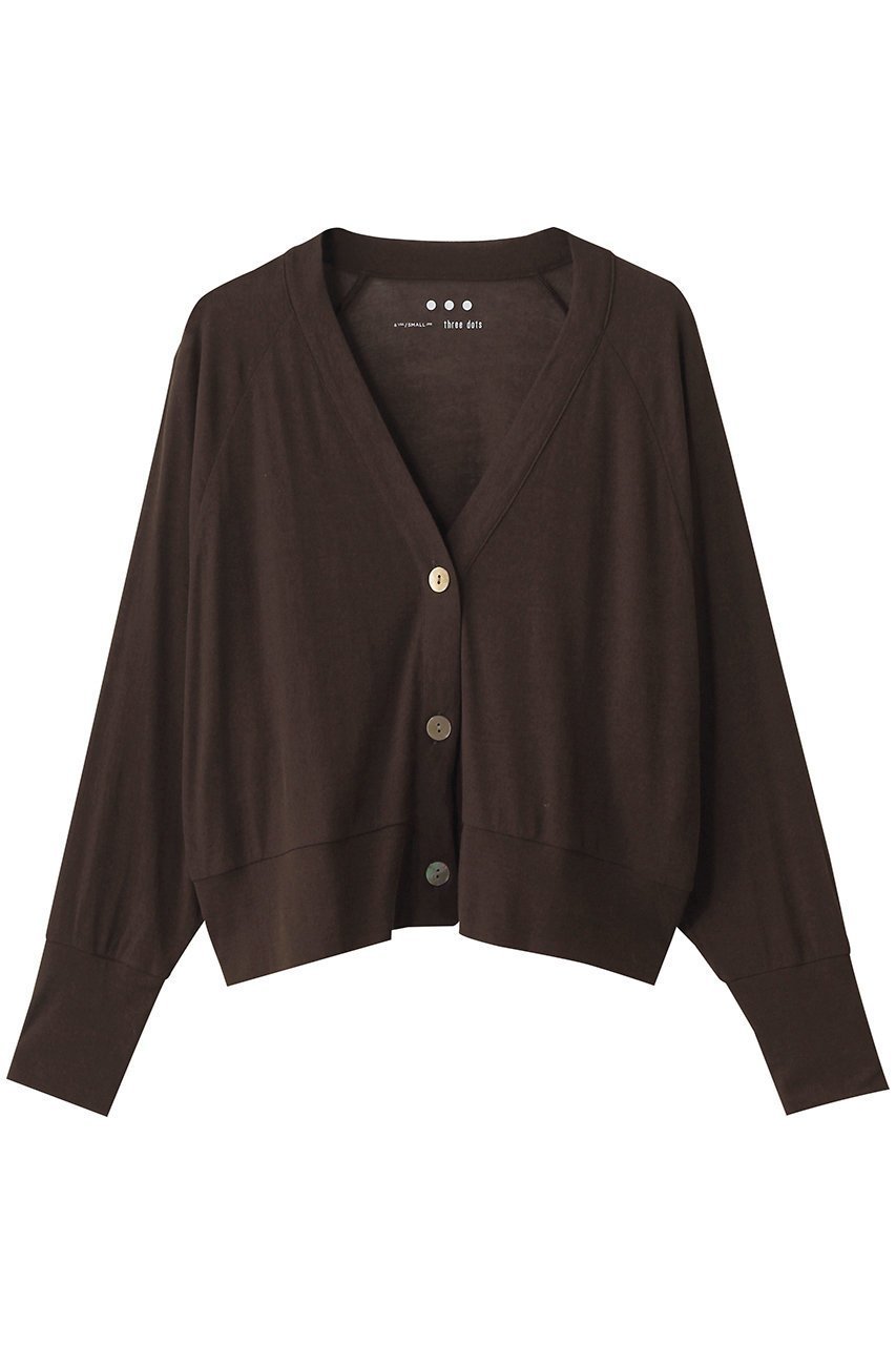 【スリー ドッツ/three dots】のソフトシースルー カーディガン インテリア・キッズ・メンズ・レディースファッション・服の通販 founy(ファニー) 　ファッション　Fashion　レディースファッション　Fashion for Women　トップス・カットソー　Cut & Sew Tops　カーディガン・羽織り　Layered Style Cardigans　シャツ・ブラウス・オフィスカジュアル　Elegant Blouses & Button-Ups　ロングTシャツ・Tシャツ　Longline T-Shirts & Tees　カットソー・ベーシックTシャツ　Cut-and-Sewn Tops / Stretch Tees & Basics　2025年　2025　2025-2026秋冬・A/W　Autumn/Winter 2025–26 AW25–26　カーディガン　Cardigan, Knitwear　ロング　Long, Long-Length　定番　Standard, Basic Item　A/W・秋冬　Autumn/Winter　ブラウン|ID: prp329100004642547 ipo3291000000033486481
