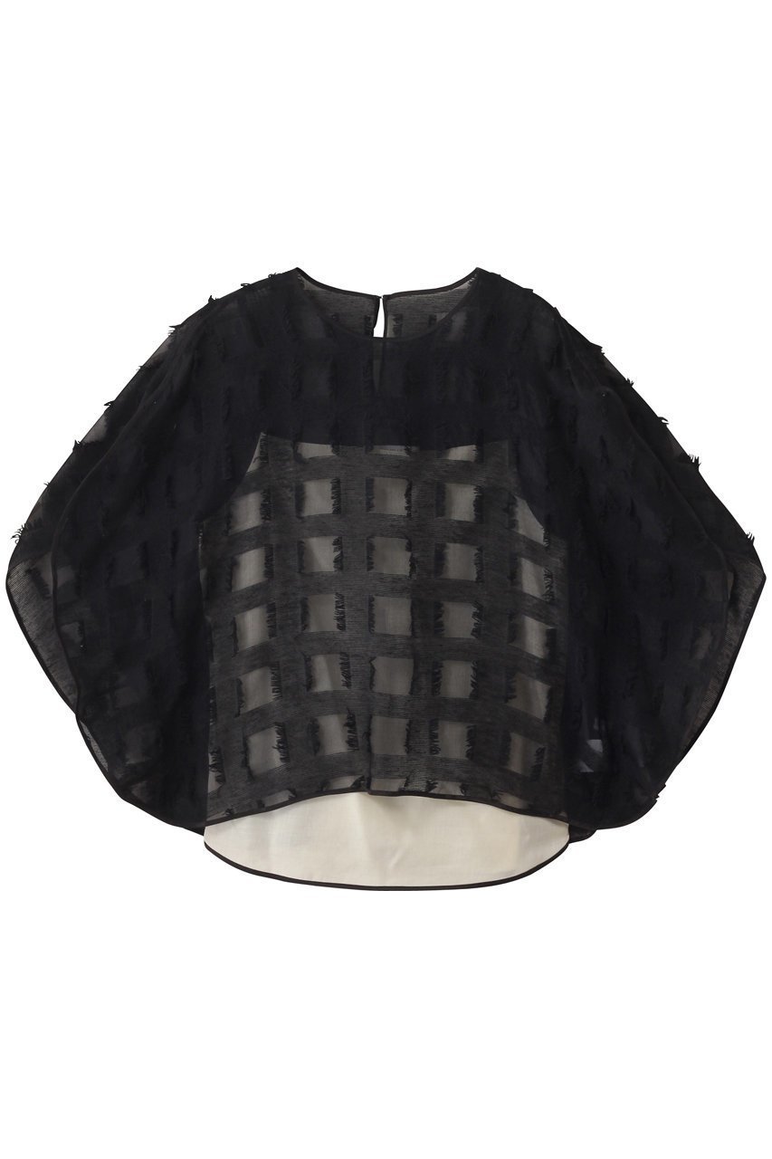 【ドメル/DOMELLE】のシルク ジャカード オーガンジー ブラウス インテリア・キッズ・メンズ・レディースファッション・服の通販 founy(ファニー) 　ファッション　Fashion　レディースファッション　Fashion for Women　トップス・カットソー　Cut & Sew Tops　シャツ・ブラウス・オフィスカジュアル　Elegant Blouses & Button-Ups　2025年　2025　2025-2026秋冬・A/W　Autumn/Winter 2025–26 AW25–26　おすすめ　Recommended / Our Picks　インナー　Innerwear　オーガンジー　Organza Fabric　シルク　Silk, 100% Silk　ジャカード／ジャガード　Jacquard, Woven Pattern　スリーブ　Sleeve, Long Sleeve / Short Sleeve　バルーン　Balloon, Balloon Silhouette　パイピング　Piping, Trim Design　ブロック　Block, Solid Block Pattern　ボトム　Bottoms, Lower Wear　ロング　Long, Long-Length　ワイド　Wide, Wide Fit　A/W・秋冬　Autumn/Winter　ブラック|ID: prp329100004642553 ipo3291000000033486535