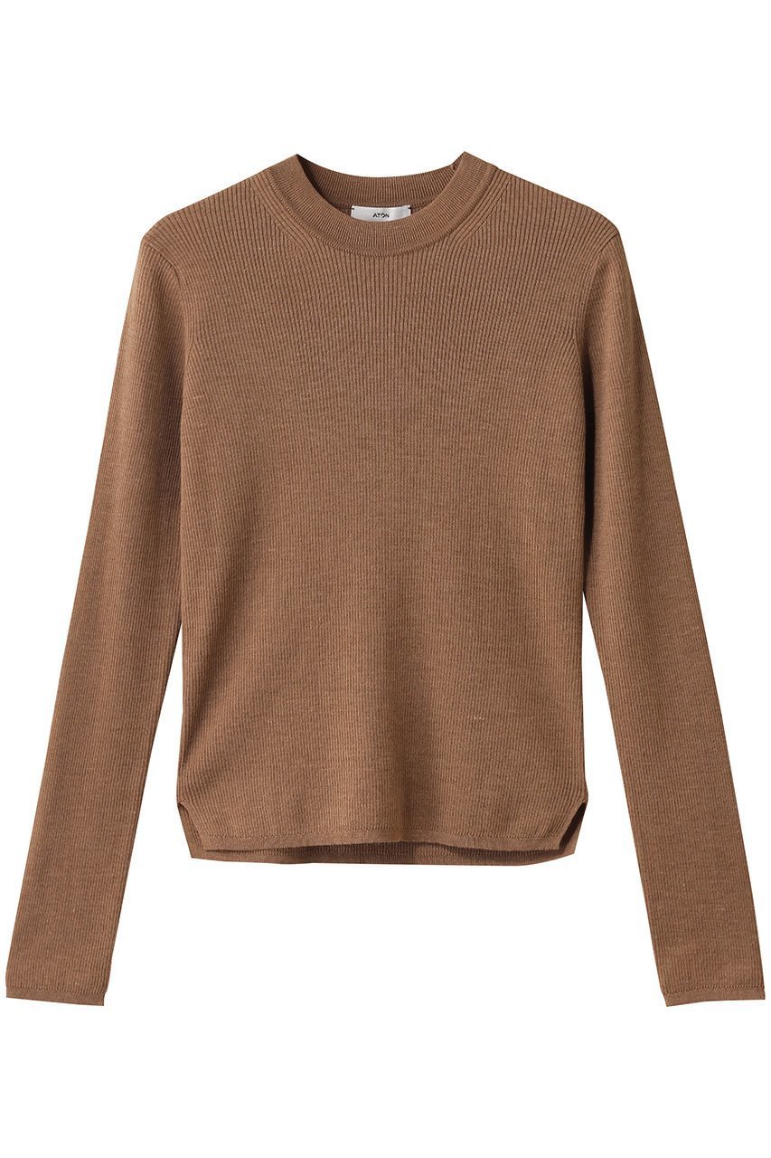 【エイトン/ATON】のRAMIE WOOL リブモックネックセーター 人気、トレンドファッション・服の通販 founy(ファニー) 　ファッション　Fashion　レディースファッション　Fashion for Women　トップス・カットソー　Cut & Sew Tops　ニット　Knit Tops & Sweaters　カジュアルプルオーバー・ニットトップス　Pullovers & Knit Tops / Casual Pullovers　2025年　2025　2025-2026秋冬・A/W　Autumn/Winter 2025–26 AW25–26　インナー　Innerwear　スリーブ　Sleeve, Long Sleeve / Short Sleeve　セーター　Sweater, Knitwear　ネップ　Nepp, Slub Yarn　モックネック　Mock Neck, Short Turtleneck　ロング　Long, Long-Length　定番　Standard, Basic Item　A/W・秋冬　Autumn/Winter　 other-1|ID: prp329100004642556 ipo3291000000033486557