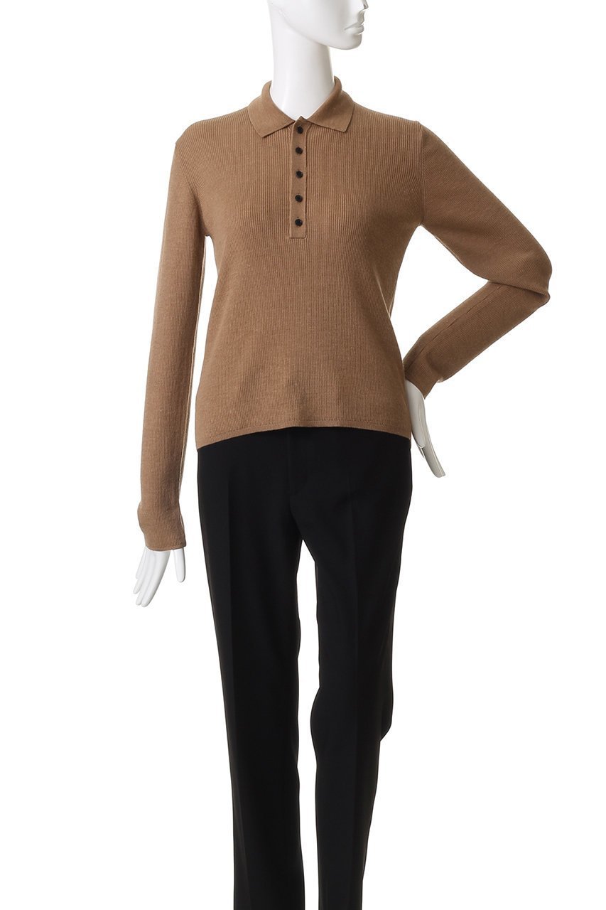 【エイトン/ATON】のRAMIE WOOL リブポロセーター 人気、トレンドファッション・服の通販 founy(ファニー) 　ファッション　Fashion　レディースファッション　Fashion for Women　トップス・カットソー　Cut & Sew Tops　ニット　Knit Tops & Sweaters　カジュアルプルオーバー・ニットトップス　Pullovers & Knit Tops / Casual Pullovers　インナー　Innerwear　スリーブ　Sleeve, Long Sleeve / Short Sleeve　セーター　Sweater, Knitwear　ネップ　Nepp, Slub Yarn　ロング　Long, Long-Length　other-2|ID: prp329100004642557 ipo3291000000035897000