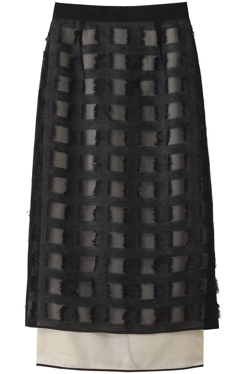 【ドメル/DOMELLE】のシルク ジャカード オーガンジー スカート インテリア・キッズ・メンズ・レディースファッション・服の通販 founy(ファニー) 　ファッション　Fashion　レディースファッション　Fashion for Women　スカート　Skirts　ロングスカート　Long Skirts / Maxi & Midi Skirts　おすすめ　Recommended / Our Picks　オーガンジー　Organza Fabric　シルク　Silk, 100% Silk　ジャカード／ジャガード　Jacquard, Woven Pattern　ストレート　Straight, Straight Cut　スリット　Slit, Slit Detail　セットアップ　Set-Up, Coordinated Outfit　パイピング　Piping, Trim Design　ブロック　Block, Solid Block Pattern　ラウンド　Round, Round Neck　ロング　Long, Long-Length　ブラック|ID: prp329100004642573 ipo3291000000035753549