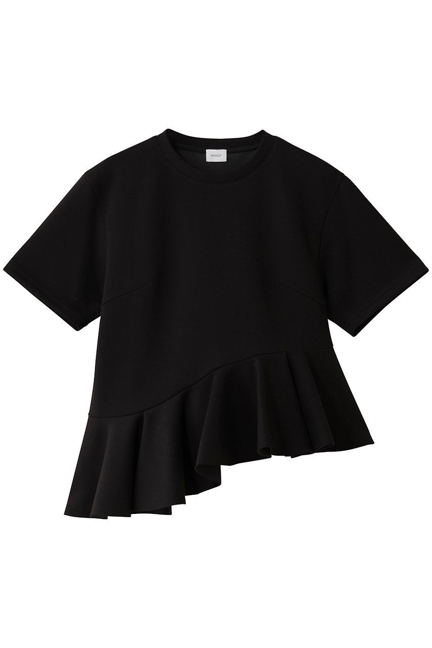 【マノフ/MANOF】のFRILL DESIGN CUT TOPS Tシャツ・カットソー インテリア・キッズ・メンズ・レディースファッション・服の通販 founy(ファニー) 　ファッション　Fashion　レディースファッション　Fashion for Women　トップス・カットソー　Cut & Sew Tops　シャツ・ブラウス・オフィスカジュアル　Elegant Blouses & Button-Ups　ロングTシャツ・Tシャツ　Longline T-Shirts & Tees　カットソー・ベーシックTシャツ　Cut-and-Sewn Tops / Stretch Tees & Basics　2025年　2025　2025-2026秋冬・A/W　Autumn/Winter 2025–26 AW25–26　アシンメトリー　Asymmetrical Style　カットソー　Cut and Sewn Top　ショート　Short, Short Length　シンプル　Simple, Minimal　スリーブ　Sleeve, Long Sleeve / Short Sleeve　ハーフ　Half, Half-Length　フリル　Frill, Ruffle　A/W・秋冬　Autumn/Winter　BLACK|ID: prp329100004643541 ipo3291000000033497757