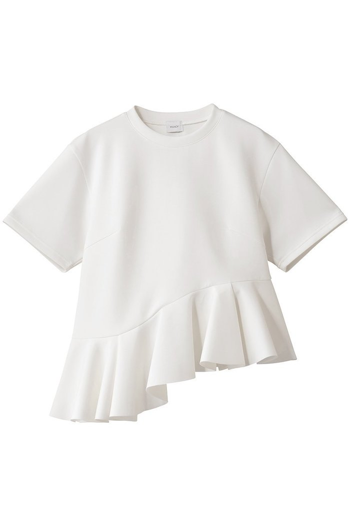 【マノフ/MANOF】のFRILL DESIGN CUT TOPS Tシャツ・カットソー インテリア・キッズ・メンズ・レディースファッション・服の通販 founy(ファニー) https://founy.com/ ファッション Fashion レディースファッション Fashion for Women トップス・カットソー Cut & Sew Tops シャツ・ブラウス・オフィスカジュアル Elegant Blouses & Button-Ups ロングTシャツ・Tシャツ Longline T-Shirts & Tees カットソー・ベーシックTシャツ Cut-and-Sewn Tops / Stretch Tees & Basics アシンメトリー Asymmetrical Style カットソー Cut and Sewn Top ショート Short, Short Length シンプル Simple, Minimal スリーブ Sleeve, Long Sleeve / Short Sleeve ハーフ Half, Half-Length フリル Frill, Ruffle |ID: prp329100004643541 ipo3291000000036133163