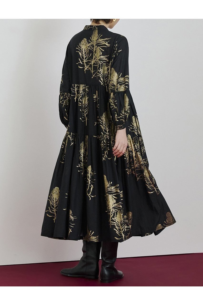 【ハウス オブ ロータス/HOUSE OF LOTUS】のハクプリントティアードワンピース 人気、トレンドファッション・服の通販 founy(ファニー) 　ファッション　Fashion　レディースファッション　Fashion for Women　ワンピース　Dresses　チュニック　Tunic Tops & Dresses　2025年　2025　2025-2026秋冬・A/W　Autumn/Winter 2025–26 AW25–26　インド　Indian Textile　コンパクト　Compact, Small Size　スタンド　Stand Collar, Upright Stand　スリット　Slit, Slit Detail　チュニック　Tunic, Long Top　ティアードワンピース　Tiered Dress, Flared Dress　プリント　Print, Printed Pattern　モチーフ　Motif, Design Theme　ロング　Long, Long-Length　A/W・秋冬　Autumn/Winter　other-7|ID: prp329100004643550 ipo3291000000033497862