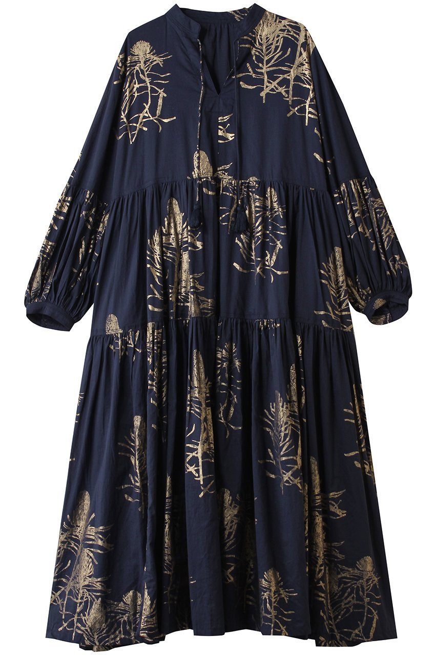 【ハウス オブ ロータス/HOUSE OF LOTUS】のハクプリントティアードワンピース 人気、トレンドファッション・服の通販 founy(ファニー) 　ファッション　Fashion　レディースファッション　Fashion for Women　ワンピース　Dresses　チュニック　Tunic Tops & Dresses　インド　Indian Textile　コンパクト　Compact, Small Size　スタンド　Stand Collar, Upright Stand　スリット　Slit, Slit Detail　チュニック　Tunic, Long Top　ティアードワンピース　Tiered Dress, Flared Dress　プリント　Print, Printed Pattern　モチーフ　Motif, Design Theme　ロング　Long, Long-Length　再入荷　Restock / Back in Stock　 other-1|ID: prp329100004643550 ipo3291000000034005406