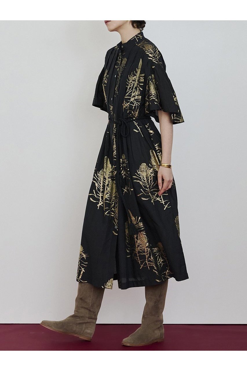 【ハウス オブ ロータス/HOUSE OF LOTUS】のハクプリントピンタックワンピース 人気、トレンドファッション・服の通販 founy(ファニー) 　ファッション　Fashion　レディースファッション　Fashion for Women　ワンピース　Dresses　チュニック　Tunic Tops & Dresses　2025年　2025　2025-2026秋冬・A/W　Autumn/Winter 2025–26 AW25–26　インド　Indian Textile　スリーブ　Sleeve, Long Sleeve / Short Sleeve　チュニック　Tunic, Long Top　フレア　Flare, Flared　プリント　Print, Printed Pattern　モチーフ　Motif, Design Theme　ロング　Long, Long-Length　エレガント 上品　Elegant　A/W・秋冬　Autumn/Winter　other-8|ID: prp329100004643552 ipo3291000000033497879