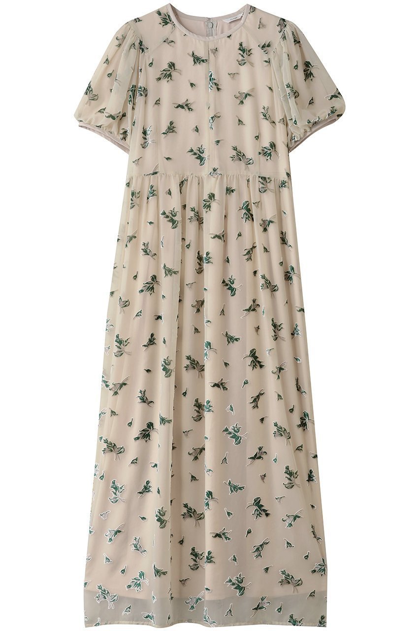 【クラネ/CLANE】のFLOWER OPAL PUFF ONEPIECE/ワンピース インテリア・キッズ・メンズ・レディースファッション・服の通販 founy(ファニー) 　ファッション　Fashion　レディースファッション　Fashion for Women　ワンピース　Dresses　チュニック　Tunic Tops & Dresses　ギャザー　Gathered, Ruffled　ジュエリー　Jewelry, Accessories　チュニック　Tunic, Long Top　プリント　Print, Printed Pattern　ロング　Long, Long-Length　IVORY|ID: prp329100004643560 ipo3291000000035947341