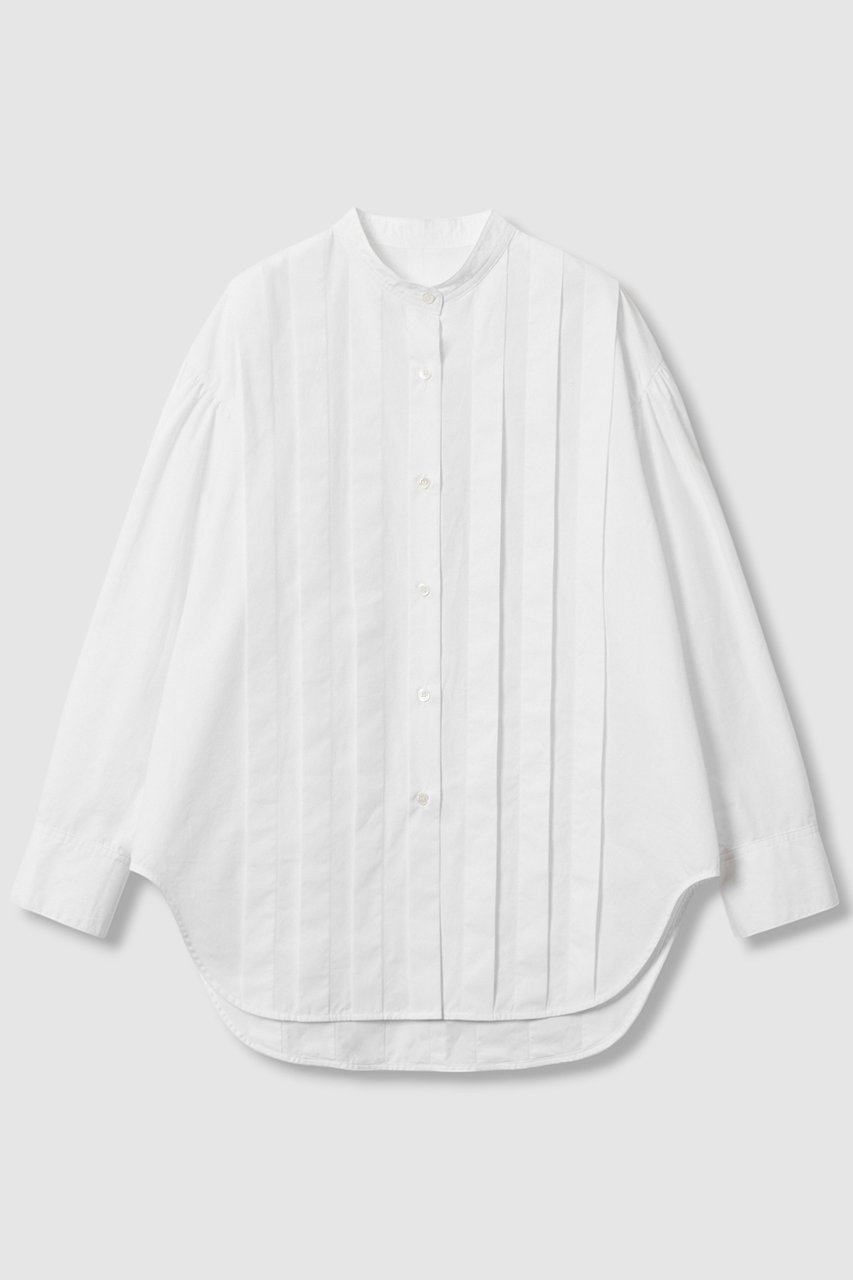 【ハウス オブ ロータス/HOUSE OF LOTUS】のコットンピンタックシャツ インテリア・キッズ・メンズ・レディースファッション・服の通販 founy(ファニー) 　ファッション　Fashion　レディースファッション　Fashion for Women　トップス・カットソー　Cut & Sew Tops　シャツ・ブラウス・オフィスカジュアル　Elegant Blouses & Button-Ups　2025年　2025　2025-2026秋冬・A/W　Autumn/Winter 2025–26 AW25–26　なめらか　Smooth, Silky Texture　ギャザー　Gathered, Ruffled　スリーブ　Sleeve, Long Sleeve / Short Sleeve　パウダー　Powder, Soft Tone　ブロード　Broadcloth, Fine Cotton　ラウンド　Round, Round Neck　ロング　Long, Long-Length　エレガント 上品　Elegant　A/W・秋冬　Autumn/Winter　ホワイト|ID: prp329100004643568 ipo3291000000033497991