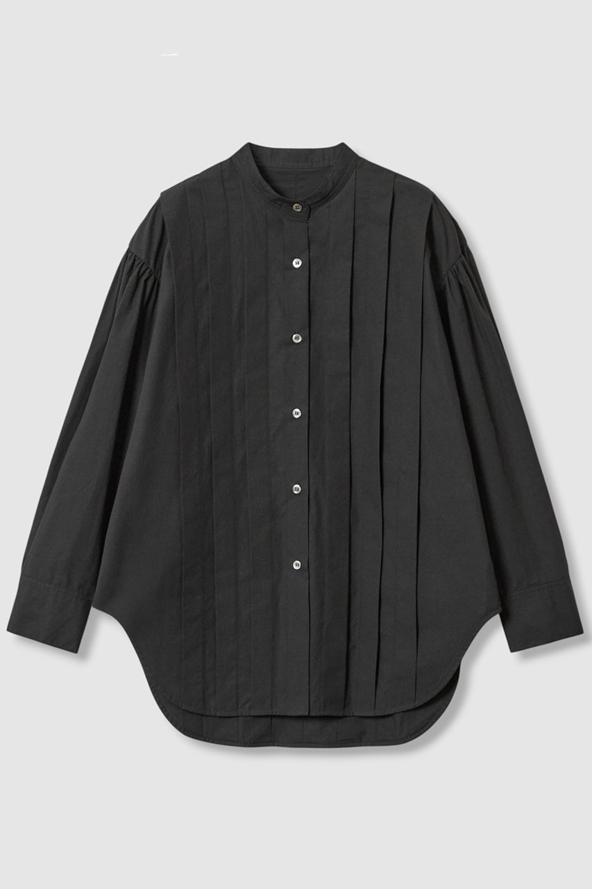 【ハウス オブ ロータス/HOUSE OF LOTUS】のコットンピンタックシャツ インテリア・キッズ・メンズ・レディースファッション・服の通販 founy(ファニー) 　ファッション　Fashion　レディースファッション　Fashion for Women　トップス・カットソー　Cut & Sew Tops　シャツ・ブラウス・オフィスカジュアル　Elegant Blouses & Button-Ups　2025年　2025　2025-2026秋冬・A/W　Autumn/Winter 2025–26 AW25–26　なめらか　Smooth, Silky Texture　ギャザー　Gathered, Ruffled　スリーブ　Sleeve, Long Sleeve / Short Sleeve　パウダー　Powder, Soft Tone　ブロード　Broadcloth, Fine Cotton　ラウンド　Round, Round Neck　ロング　Long, Long-Length　エレガント 上品　Elegant　A/W・秋冬　Autumn/Winter　ブラック|ID: prp329100004643568 ipo3291000000033497992