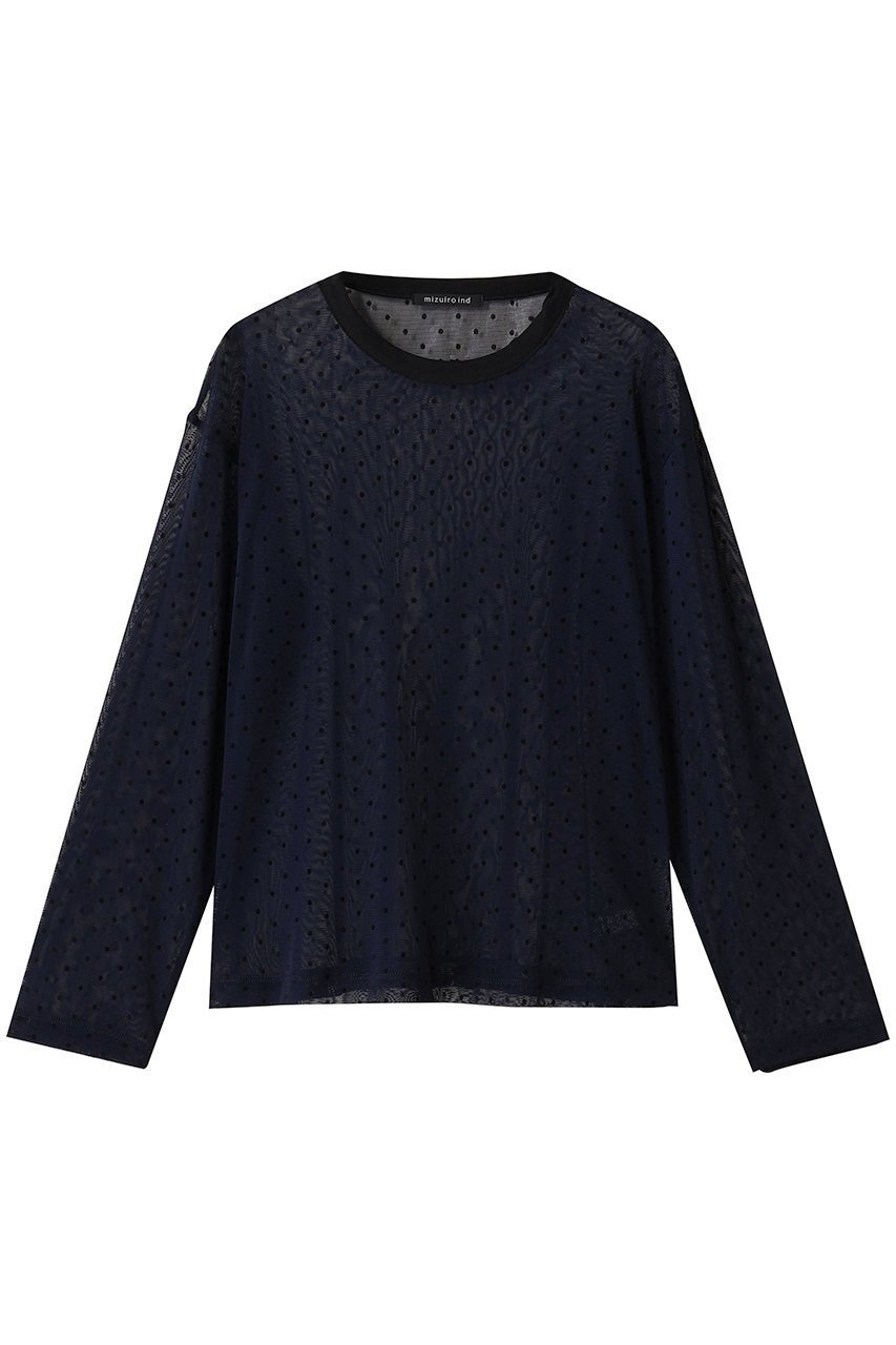 【ミズイロ インド/mizuiro ind】のmesh dots crew neck P/O プルオーバー インテリア・キッズ・メンズ・レディースファッション・服の通販 founy(ファニー) 　ファッション　Fashion　レディースファッション　Fashion for Women　トップス・カットソー　Cut & Sew Tops　シャツ・ブラウス・オフィスカジュアル　Elegant Blouses & Button-Ups　カジュアルプルオーバー・ニットトップス　Pullovers & Knit Tops / Casual Pullovers　2025年　2025　2025-2026秋冬・A/W　Autumn/Winter 2025–26 AW25–26　おすすめ　Recommended / Our Picks　インナー　Innerwear　シンプル　Simple, Minimal　スラックス　Slacks, Dress Pants　スリーブ　Sleeve, Long Sleeve / Short Sleeve　デニム　Denim, Jeans Material　トレンド　Trend, Trending Now　ドット　Polka Dot, Dot Pattern　フェミニン　Feminine, Girly　メッシュ　Mesh, Net Fabric　ロング　Long, Long-Length　A/W・秋冬　Autumn/Winter　navy|ID: prp329100004643573 ipo3291000000033498034