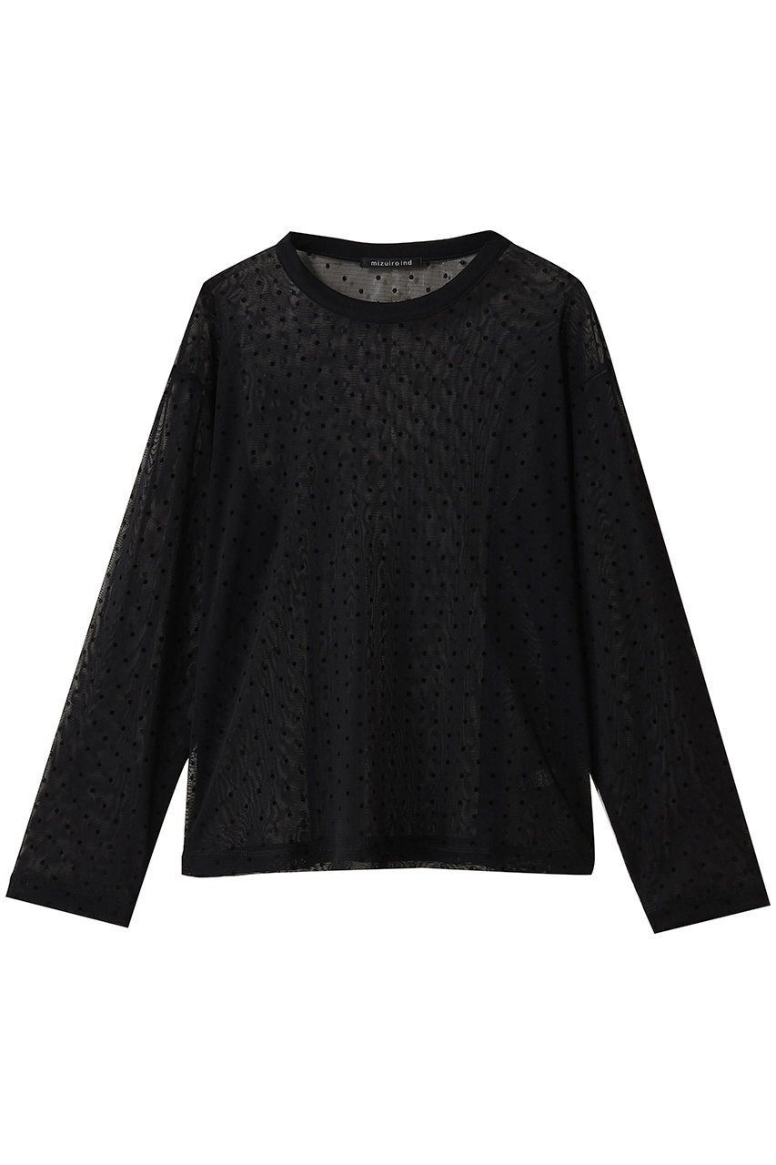 【ミズイロ インド/mizuiro ind】のmesh dots crew neck P/O プルオーバー インテリア・キッズ・メンズ・レディースファッション・服の通販 founy(ファニー) 　ファッション　Fashion　レディースファッション　Fashion for Women　トップス・カットソー　Cut & Sew Tops　シャツ・ブラウス・オフィスカジュアル　Elegant Blouses & Button-Ups　カジュアルプルオーバー・ニットトップス　Pullovers & Knit Tops / Casual Pullovers　2025年　2025　2025-2026秋冬・A/W　Autumn/Winter 2025–26 AW25–26　おすすめ　Recommended / Our Picks　インナー　Innerwear　シンプル　Simple, Minimal　スラックス　Slacks, Dress Pants　スリーブ　Sleeve, Long Sleeve / Short Sleeve　デニム　Denim, Jeans Material　トレンド　Trend, Trending Now　ドット　Polka Dot, Dot Pattern　フェミニン　Feminine, Girly　メッシュ　Mesh, Net Fabric　ロング　Long, Long-Length　A/W・秋冬　Autumn/Winter　black|ID: prp329100004643573 ipo3291000000033498035