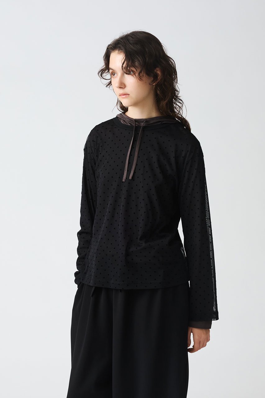 【ミズイロ インド/mizuiro ind】のmesh dots crew neck P/O プルオーバー 人気、トレンドファッション・服の通販 founy(ファニー) 　ファッション　Fashion　レディースファッション　Fashion for Women　トップス・カットソー　Cut & Sew Tops　シャツ・ブラウス・オフィスカジュアル　Elegant Blouses & Button-Ups　カジュアルプルオーバー・ニットトップス　Pullovers & Knit Tops / Casual Pullovers　おすすめ　Recommended / Our Picks　インナー　Innerwear　シンプル　Simple, Minimal　スラックス　Slacks, Dress Pants　スリーブ　Sleeve, Long Sleeve / Short Sleeve　デニム　Denim, Jeans Material　トレンド　Trend, Trending Now　ドット　Polka Dot, Dot Pattern　フェミニン　Feminine, Girly　メッシュ　Mesh, Net Fabric　ロング　Long, Long-Length　other-8|ID: prp329100004643573 ipo3291000000033527842