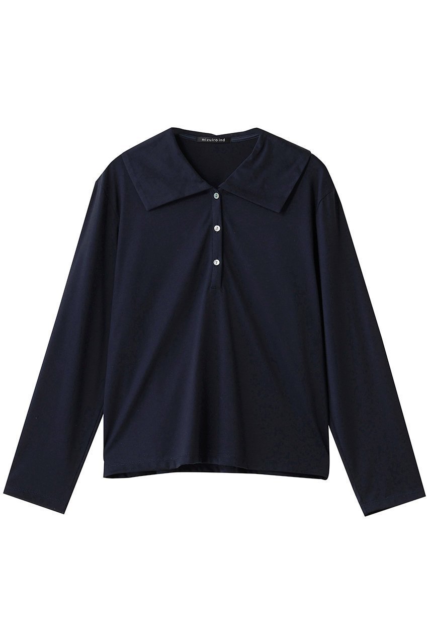 【ミズイロ インド/mizuiro ind】のwide collar polo shirt シャツ インテリア・キッズ・メンズ・レディースファッション・服の通販 founy(ファニー) 　ファッション　Fashion　レディースファッション　Fashion for Women　トップス・カットソー　Cut & Sew Tops　シャツ・ブラウス・オフィスカジュアル　Elegant Blouses & Button-Ups　ポロシャツ・きれいめカジュアル　Smart-Casual Polo Tops　2025年　2025　2025-2026秋冬・A/W　Autumn/Winter 2025–26 AW25–26　コンパクト　Compact, Small Size　シンプル　Simple, Minimal　トレンド　Trend, Trending Now　ビッグ　Big, Oversized　ボトム　Bottoms, Lower Wear　ポロシャツ　Polo Shirt, Collared Tee　A/W・秋冬　Autumn/Winter　navy|ID: prp329100004643574 ipo3291000000033498042