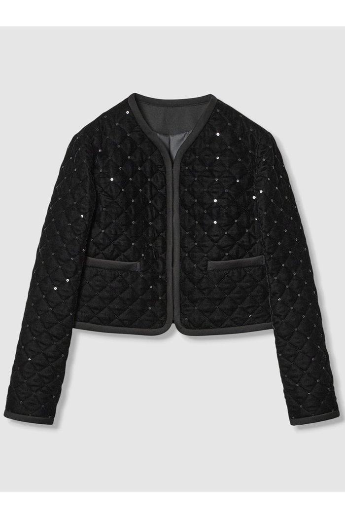 【アルアバイル/allureville】の【LOULOU WILLOUGHBY】ベロアキルティングショートジャケット インテリア・キッズ・メンズ・レディースファッション・服の通販 founy(ファニー) https://founy.com/ ファッション Fashion レディースファッション Fashion for Women アウター Coat / Outerwear Collection レディースジャケット・軽アウター Jackets 2025年 2025 2025-2026秋冬・A/W Autumn/Winter 2025–26 AW25–26 キルティング Quilted, Quilting ジャケット Jacket, Outerwear スパンコール Sequins, Sequin Embellishment トリミング Trimming, Decorative Edge フォルム Silhouette, Form ベロア Velour, Soft Velvet ポケット Pocket, Pocket Detail ラグジュアリー Luxury, Elegant A/W・秋冬 Autumn/Winter |ID: prp329100004643581 ipo3291000000033498100