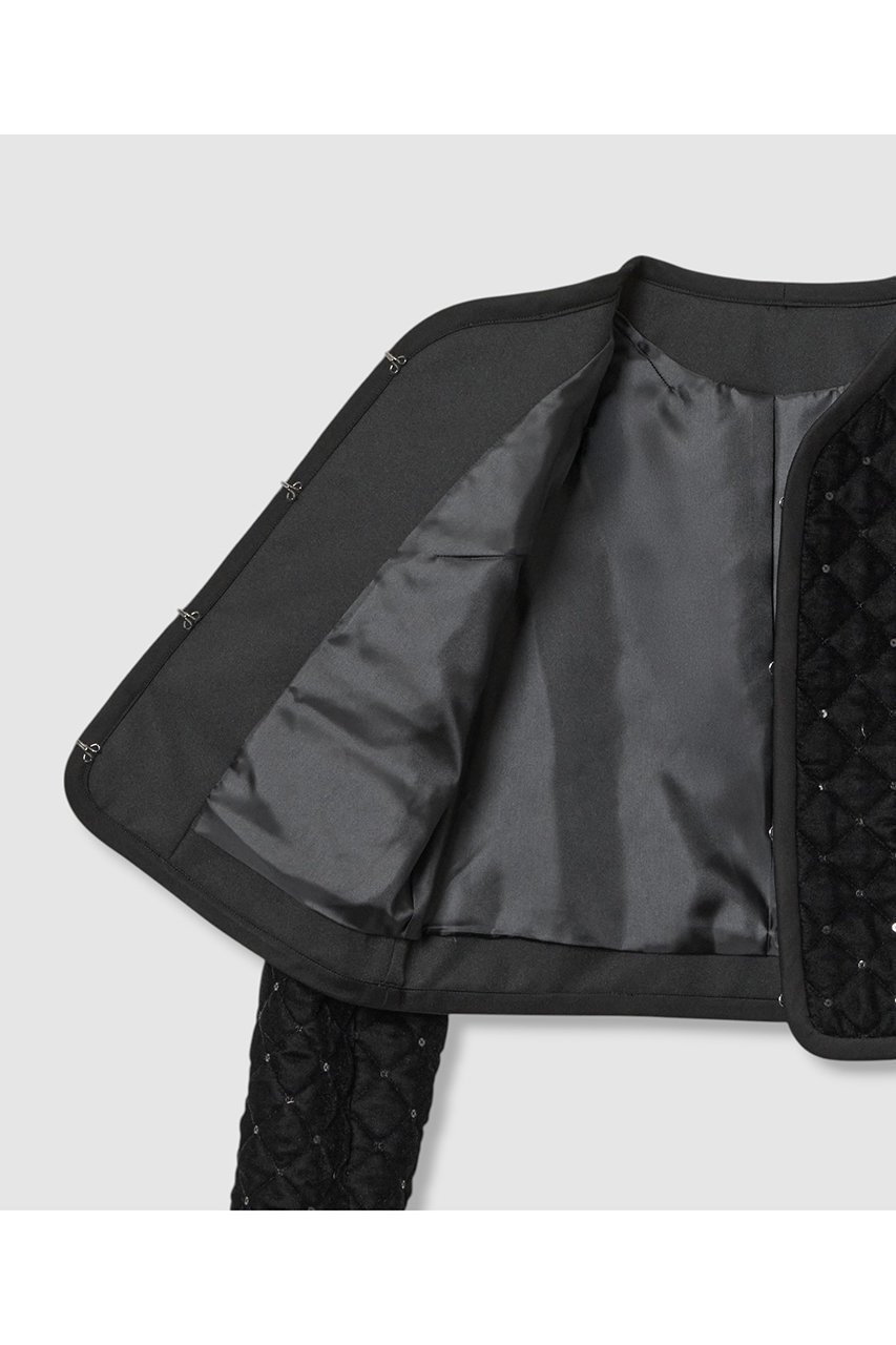 【アルアバイル/allureville】の【LOULOU WILLOUGHBY】ベロアキルティングショートジャケット 人気、トレンドファッション・服の通販 founy(ファニー) 　ファッション　Fashion　レディースファッション　Fashion for Women　アウター　Coat / Outerwear Collection　レディースジャケット・軽アウター　Jackets　キルティング　Quilted, Quilting　ジャケット　Jacket, Outerwear　スパンコール　Sequins, Sequin Embellishment　トリミング　Trimming, Decorative Edge　フォルム　Silhouette, Form　ベロア　Velour, Soft Velvet　ポケット　Pocket, Pocket Detail　ラグジュアリー　Luxury, Elegant　other-7|ID: prp329100004643581 ipo3291000000035947439