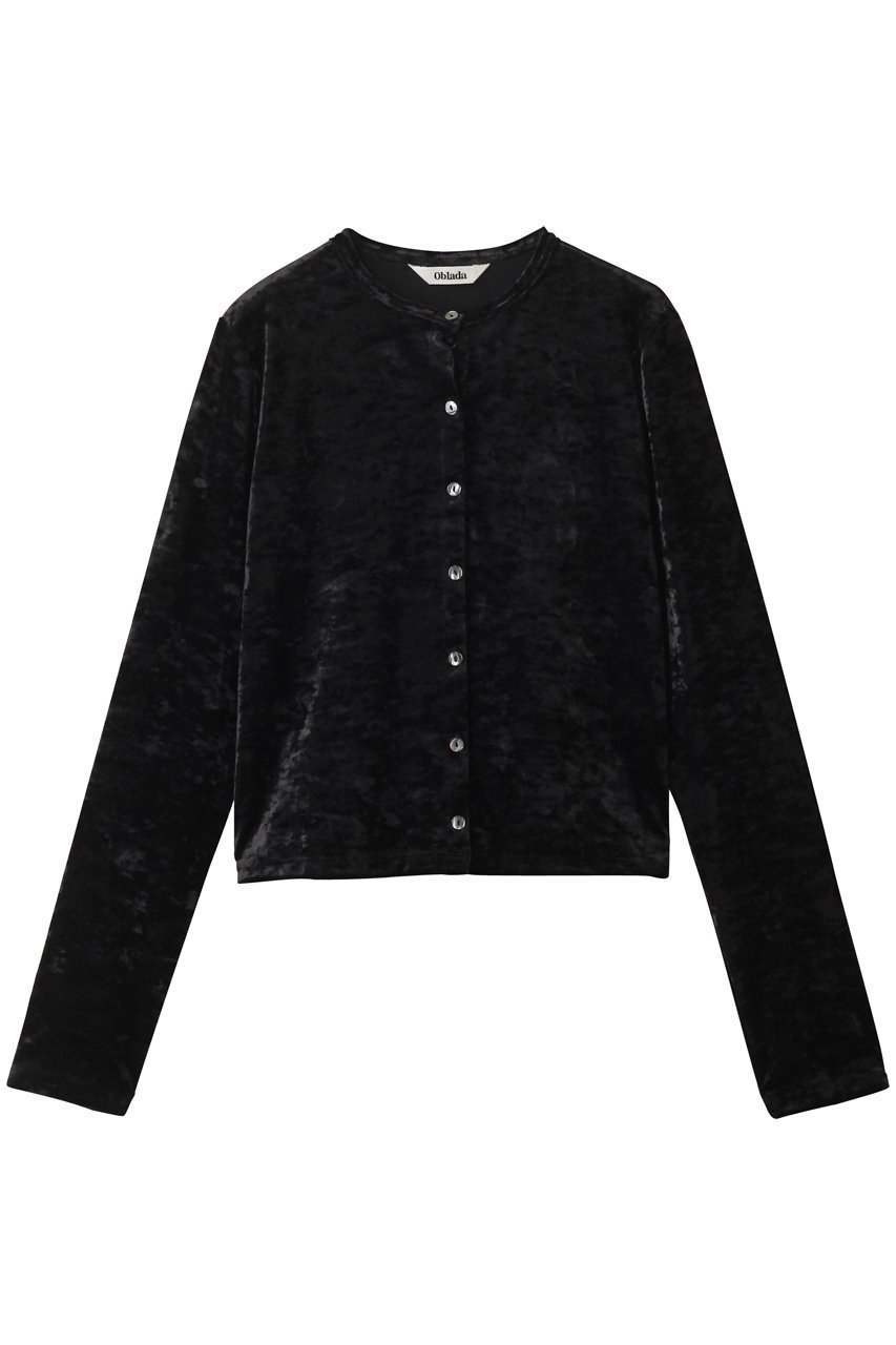 【オブラダ/Oblada】のベロアカーディガン インテリア・キッズ・メンズ・レディースファッション・服の通販 founy(ファニー) 　ファッション　Fashion　レディースファッション　Fashion for Women　アウター　Coat / Outerwear Collection　2025年　2025　2025-2026秋冬・A/W　Autumn/Winter 2025–26 AW25–26　カーディガン　Cardigan, Knitwear　シンプル　Simple, Minimal　ジャケット　Jacket, Outerwear　ベロア　Velour, Soft Velvet　リュクス　Luxury, Elegant, High-End, Chic　A/W・秋冬　Autumn/Winter　ブラック|ID: prp329100004643585 ipo3291000000033498134