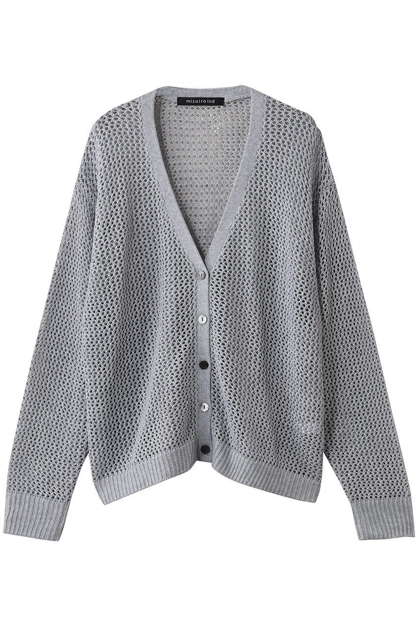 【ミズイロ インド/mizuiro ind】のmesh V neck C/D カーディガン インテリア・キッズ・メンズ・レディースファッション・服の通販 founy(ファニー) 　ファッション　Fashion　レディースファッション　Fashion for Women　トップス・カットソー　Cut & Sew Tops　ニット　Knit Tops & Sweaters　カーディガン・羽織り　Layered Style Cardigans　2025年　2025　2025-2026秋冬・A/W　Autumn/Winter 2025–26 AW25–26　カーディガン　Cardigan, Knitwear　シンプル　Simple, Minimal　メッシュ　Mesh, Net Fabric　A/W・秋冬　Autumn/Winter　l.gray|ID: prp329100004643597 ipo3291000000033498223