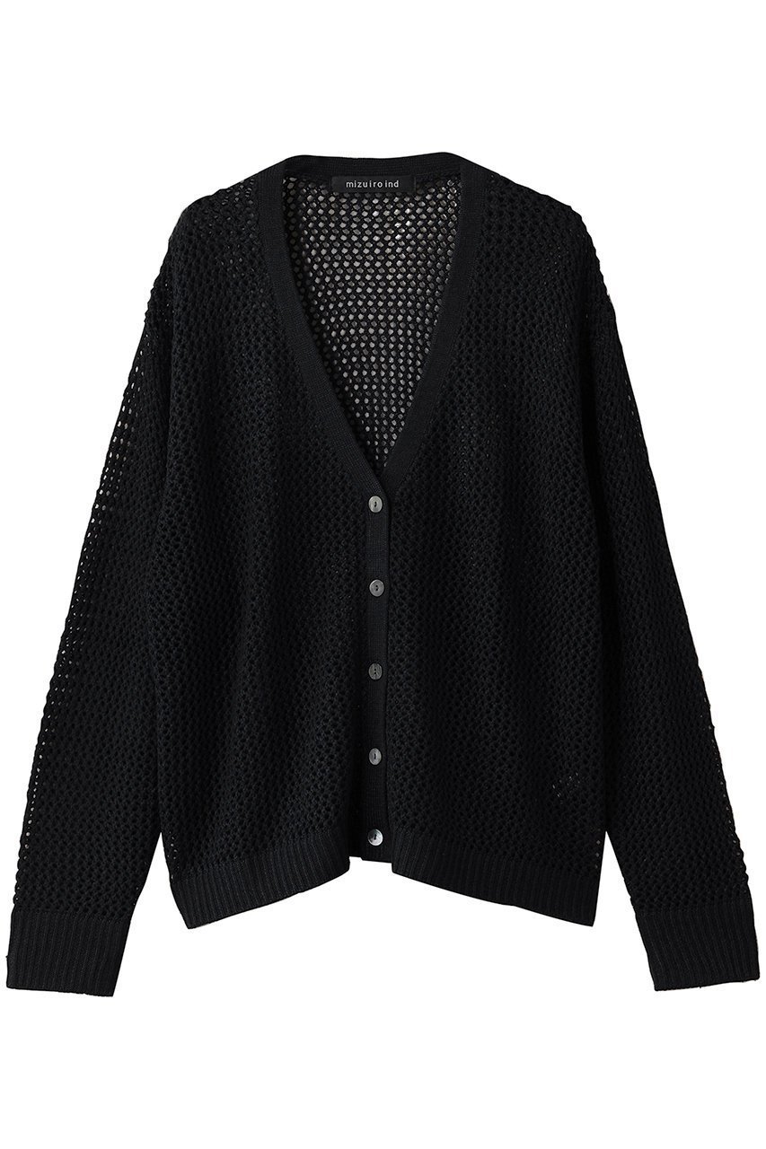 【ミズイロ インド/mizuiro ind】のmesh V neck C/D カーディガン インテリア・キッズ・メンズ・レディースファッション・服の通販 founy(ファニー) 　ファッション　Fashion　レディースファッション　Fashion for Women　トップス・カットソー　Cut & Sew Tops　ニット　Knit Tops & Sweaters　カーディガン・羽織り　Layered Style Cardigans　2025年　2025　2025-2026秋冬・A/W　Autumn/Winter 2025–26 AW25–26　カーディガン　Cardigan, Knitwear　シンプル　Simple, Minimal　メッシュ　Mesh, Net Fabric　A/W・秋冬　Autumn/Winter　black|ID: prp329100004643597 ipo3291000000033498224