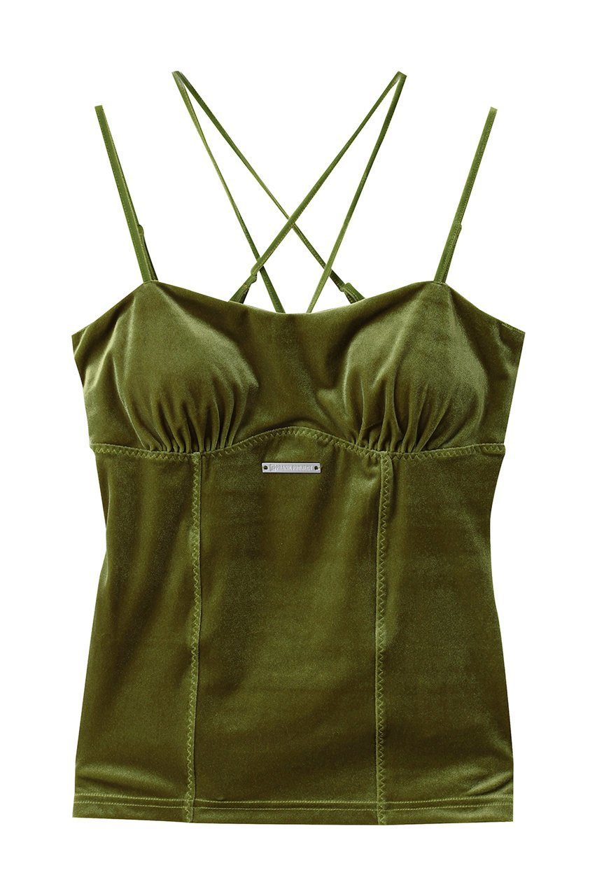 【プランク プロジェクト/PRANK PROJECT】のベロアカップインキャミ / Velour Cup-in Camisole インテリア・キッズ・メンズ・レディースファッション・服の通販 founy(ファニー) 　ファッション　Fashion　レディースファッション　Fashion for Women　トップス・カットソー　Cut & Sew Tops　キャミソール&ノースリーブ　Camisoles & Sleeveless Tops　シャツ・ブラウス・オフィスカジュアル　Elegant Blouses & Button-Ups　ロングTシャツ・Tシャツ　Longline T-Shirts & Tees　カットソー・ベーシックTシャツ　Cut-and-Sewn Tops / Stretch Tees & Basics　ベロアトップス　Velour Tops / Velvet-Look Items　2025年　2025　2025-2026秋冬・A/W　Autumn/Winter 2025–26 AW25–26　おすすめ　Recommended / Our Picks　インナー　Innerwear　カーディガン　Cardigan, Knitwear　キャミソール　Camisole, Spaghetti Strap Top　ジャケット　Jacket, Outerwear　タンク　Tank Top, Sleeveless Top　ベロア　Velour, Soft Velvet　A/W・秋冬　Autumn/Winter　GRN(グリーン)|ID: prp329100004644401 ipo3291000000033510180