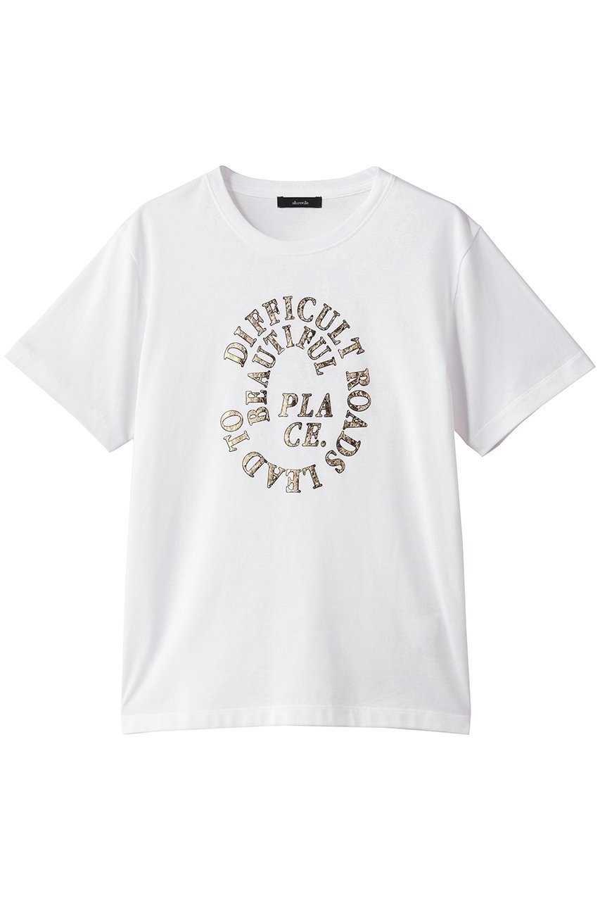 【アルアバイル/allureville】のクラッキング箔ロゴT インテリア・キッズ・メンズ・レディースファッション・服の通販 founy(ファニー) 　ファッション　Fashion　レディースファッション　Fashion for Women　トップス・カットソー　Cut & Sew Tops　シャツ・ブラウス・オフィスカジュアル　Elegant Blouses & Button-Ups　ロングTシャツ・Tシャツ　Longline T-Shirts & Tees　カットソー・ベーシックTシャツ　Cut-and-Sewn Tops / Stretch Tees & Basics　2025年　2025　2025-2026秋冬・A/W　Autumn/Winter 2025–26 AW25–26　ショート　Short, Short Length　スリーブ　Sleeve, Long Sleeve / Short Sleeve　プリント　Print, Printed Pattern　ランダム　Random, Irregular　半袖　Short Sleeve, Half Sleeve　A/W・秋冬　Autumn/Winter　ゴールド|ID: prp329100004644402 ipo3291000000033510190