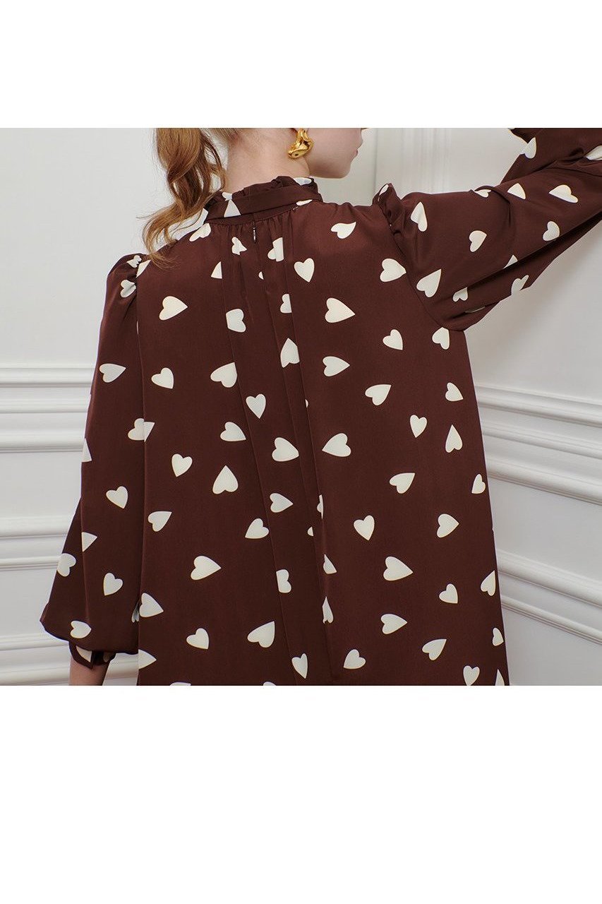 【アルアバイル/allureville】の【LOULOU WILLOUGHBY】デシンハートプリントフラッパーワンピース 人気、トレンドファッション・服の通販 founy(ファニー) 　ファッション　Fashion　レディースファッション　Fashion for Women　ワンピース　Dresses　チュニック　Tunic Tops & Dresses　2025年　2025　2025-2026秋冬・A/W　Autumn/Winter 2025–26 AW25–26　チュニック　Tunic, Long Top　フェミニン　Feminine, Girly　フリル　Frill, Ruffle　プリント　Print, Printed Pattern　リボン　Ribbon, Bow　A/W・秋冬　Autumn/Winter　other-3|ID: prp329100004644407 ipo3291000000033510230