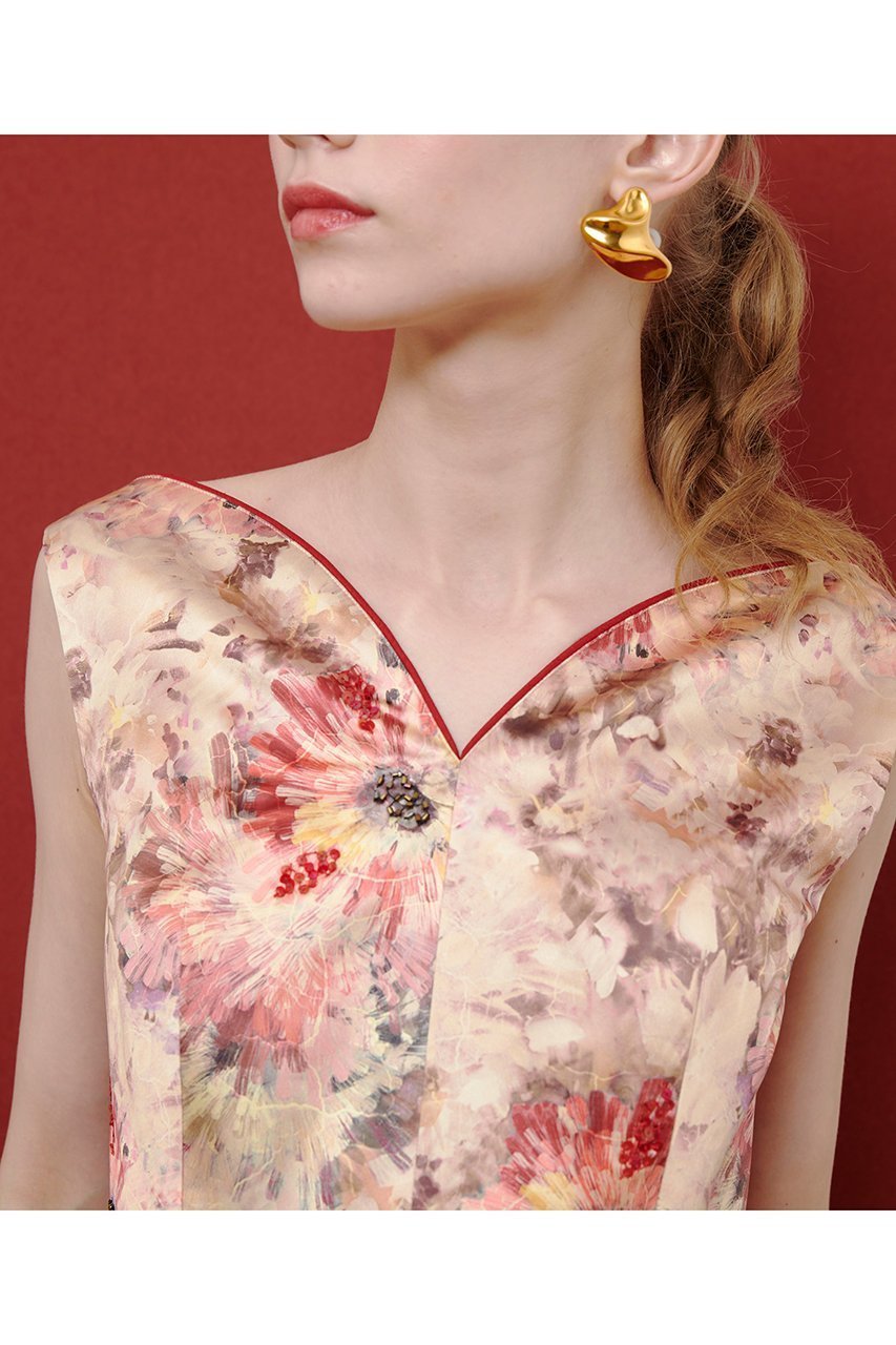 【アルアバイル/allureville】の【LOULOU WILLOUGHBY】BHARAT SILKハートネックワンピース 人気、トレンドファッション・服の通販 founy(ファニー) 　ファッション　Fashion　レディースファッション　Fashion for Women　ワンピース　Dresses　チュニック　Tunic Tops & Dresses　インド　Indian Textile　サテン　Satin, Glossy Fabric　スパンコール　Sequins, Sequin Embellishment　チュニック　Tunic, Long Top　パイピング　Piping, Trim Design　ロング　Long, Long-Length　other-5|ID: prp329100004644409 ipo3291000000035723583