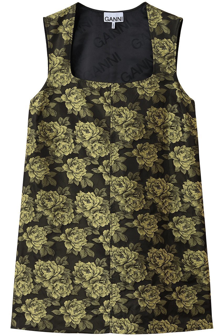 【アルアバイル/allureville】の【GANNI】JQ MINI DRESS インテリア・キッズ・メンズ・レディースファッション・服の通販 founy(ファニー) 　ファッション　Fashion　レディースファッション　Fashion for Women　ワンピース　Dresses　フォーマル・パーティードレス・結婚式用ドレス　Elegant & Casual Dresses　チュニック　Tunic Tops & Dresses　スクエア　Square, Square Shape　チュニック　Tunic, Long Top　フラワー　Flower, Floral　プリント　Print, Printed Pattern　台形　A-Line, Trapezoid Shape　イエロー系|ID: prp329100004644410 ipo3291000000035966522