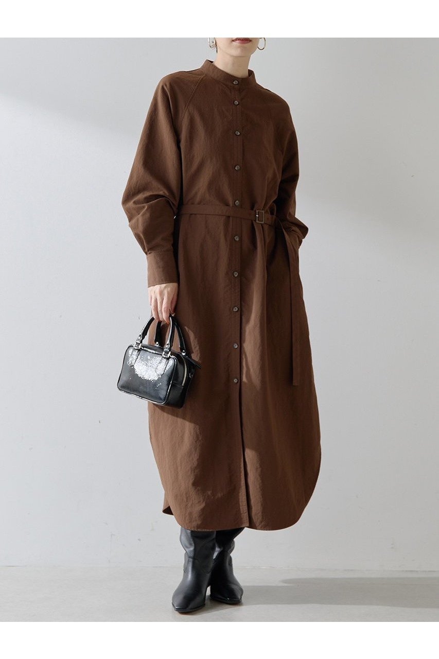 【ウィムガゼット/Whim Gazette】のナイロンシャツドレス インテリア・キッズ・メンズ・レディースファッション・服の通販 founy(ファニー) 　ファッション　Fashion　レディースファッション　Fashion for Women　ワンピース　Dresses　フォーマル・パーティードレス・結婚式用ドレス　Elegant & Casual Dresses　チュニック　Tunic Tops & Dresses　2025年　2025　2025-2026秋冬・A/W　Autumn/Winter 2025–26 AW25–26　ダブル　Double, Double-Breasted　チュニック　Tunic, Long Top　ミリタリー　Military, Army Style　ロング　Long, Long-Length　A/W・秋冬　Autumn/Winter　ブラウン|ID: prp329100004644411 ipo3291000000033510260
