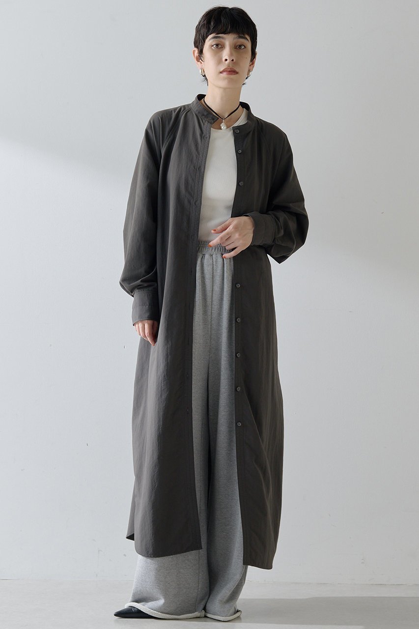 【ウィムガゼット/Whim Gazette】のナイロンシャツドレス インテリア・キッズ・メンズ・レディースファッション・服の通販 founy(ファニー) 　ファッション　Fashion　レディースファッション　Fashion for Women　ワンピース　Dresses　フォーマル・パーティードレス・結婚式用ドレス　Elegant & Casual Dresses　チュニック　Tunic Tops & Dresses　ダブル　Double, Double-Breasted　チュニック　Tunic, Long Top　ミリタリー　Military, Army Style　ロング　Long, Long-Length　グレー|ID: prp329100004644411 ipo3291000000035497008
