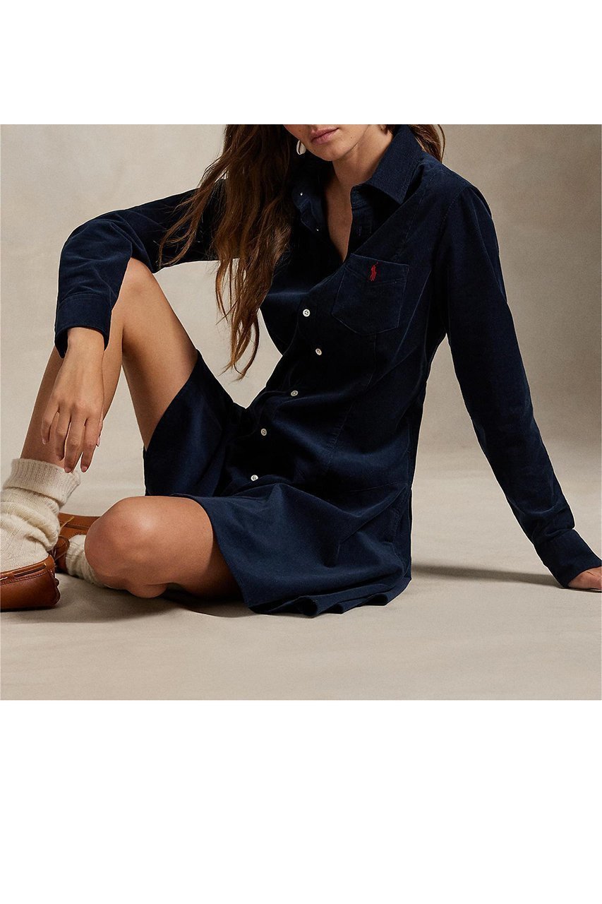 【ラルフローレン/RALPH LAUREN】の【POLO RALPH LAUREN】コットン コーデュロイ Aライン シャツドレス 人気、トレンドファッション・服の通販 founy(ファニー) 　ファッション　Fashion　レディースファッション　Fashion for Women　ワンピース　Dresses　フォーマル・パーティードレス・結婚式用ドレス　Elegant & Casual Dresses　チュニック　Tunic Tops & Dresses　2025年　2025　2025-2026秋冬・A/W　Autumn/Winter 2025–26 AW25–26　クラシック　Classic, Timeless Style　コーデュロイ　Corduroy, Cord Fabric　チュニック　Tunic, Long Top　ドレス　Dress, One-Piece　フレア　Flare, Flared　ヨーク　Yoke, Yoke Design　ロング　Long, Long-Length　秋　Autumn　A/W・秋冬　Autumn/Winter　羽織　Haori, Light Jacket　other-2|ID: prp329100004644412 ipo3291000000033510268