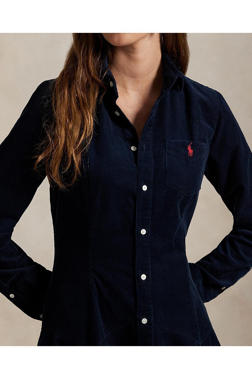 【ラルフローレン/RALPH LAUREN】の【POLO RALPH LAUREN】コットン コーデュロイ Aライン シャツドレス 人気、トレンドファッション・服の通販 founy(ファニー) 　ファッション　Fashion　レディースファッション　Fashion for Women　ワンピース　Dresses　フォーマル・パーティードレス・結婚式用ドレス　Elegant & Casual Dresses　チュニック　Tunic Tops & Dresses　2025年　2025　2025-2026秋冬・A/W　Autumn/Winter 2025–26 AW25–26　クラシック　Classic, Timeless Style　コーデュロイ　Corduroy, Cord Fabric　チュニック　Tunic, Long Top　ドレス　Dress, One-Piece　フレア　Flare, Flared　ヨーク　Yoke, Yoke Design　ロング　Long, Long-Length　秋　Autumn　A/W・秋冬　Autumn/Winter　羽織　Haori, Light Jacket　other-3|ID: prp329100004644412 ipo3291000000033510269