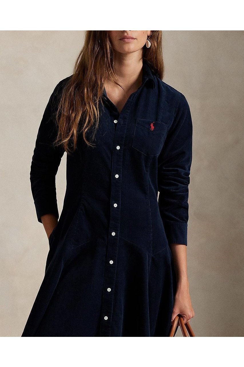 【ラルフローレン/RALPH LAUREN】の【POLO RALPH LAUREN】コットン コーデュロイ Aライン シャツドレス 人気、トレンドファッション・服の通販 founy(ファニー) 　ファッション　Fashion　レディースファッション　Fashion for Women　ワンピース　Dresses　フォーマル・パーティードレス・結婚式用ドレス　Elegant & Casual Dresses　チュニック　Tunic Tops & Dresses　2025年　2025　2025-2026秋冬・A/W　Autumn/Winter 2025–26 AW25–26　クラシック　Classic, Timeless Style　コーデュロイ　Corduroy, Cord Fabric　チュニック　Tunic, Long Top　ドレス　Dress, One-Piece　フレア　Flare, Flared　ヨーク　Yoke, Yoke Design　ロング　Long, Long-Length　秋　Autumn　A/W・秋冬　Autumn/Winter　羽織　Haori, Light Jacket　other-4|ID: prp329100004644412 ipo3291000000033510270