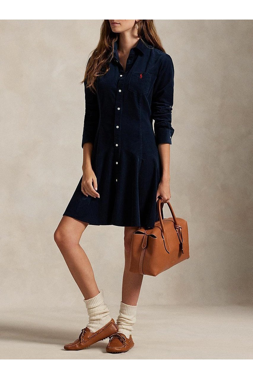 【ラルフローレン/RALPH LAUREN】の【POLO RALPH LAUREN】コットン コーデュロイ Aライン シャツドレス 人気、トレンドファッション・服の通販 founy(ファニー) 　ファッション　Fashion　レディースファッション　Fashion for Women　ワンピース　Dresses　フォーマル・パーティードレス・結婚式用ドレス　Elegant & Casual Dresses　チュニック　Tunic Tops & Dresses　2025年　2025　2025-2026秋冬・A/W　Autumn/Winter 2025–26 AW25–26　クラシック　Classic, Timeless Style　コーデュロイ　Corduroy, Cord Fabric　チュニック　Tunic, Long Top　ドレス　Dress, One-Piece　フレア　Flare, Flared　ヨーク　Yoke, Yoke Design　ロング　Long, Long-Length　秋　Autumn　A/W・秋冬　Autumn/Winter　羽織　Haori, Light Jacket　other-6|ID: prp329100004644412 ipo3291000000033510272