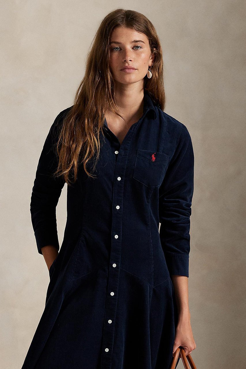 【ラルフローレン/RALPH LAUREN】の【POLO RALPH LAUREN】コットン コーデュロイ Aライン シャツドレス 人気、トレンドファッション・服の通販 founy(ファニー) 　ファッション　Fashion　レディースファッション　Fashion for Women　ワンピース　Dresses　フォーマル・パーティードレス・結婚式用ドレス　Elegant & Casual Dresses　チュニック　Tunic Tops & Dresses　クラシック　Classic, Timeless Style　コーデュロイ　Corduroy, Cord Fabric　チュニック　Tunic, Long Top　ドレス　Dress, One-Piece　フレア　Flare, Flared　ヨーク　Yoke, Yoke Design　ロング　Long, Long-Length　秋　Autumn　羽織　Haori, Light Jacket　other-4|ID: prp329100004644412 ipo3291000000035966541