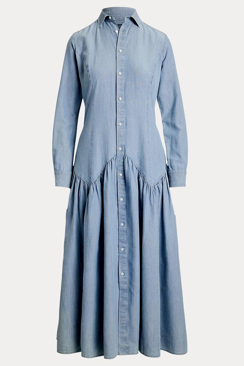 【ラルフローレン/RALPH LAUREN】の【POLO RALPH LAUREN】コットンリネン シャンブレー シャツドレス インテリア・キッズ・メンズ・レディースファッション・服の通販 founy(ファニー) ファッション Fashion レディースファッション Fashion for Women ワンピース Dresses フォーマル・パーティードレス・結婚式用ドレス Elegant & Casual Dresses チュニック Tunic Tops & Dresses クラシック Classic, Timeless Style シャンブレー Chambray, Denim-Like Fabric シャーリング Shirring, Ruched チュニック Tunic, Long Top ドレス Dress, One-Piece ヨーク Yoke, Yoke Design リネン Linen, Linen Fabric ロング Long, Long-Length ブルー|ID: prp329100004644414 ipo3291000000036188443