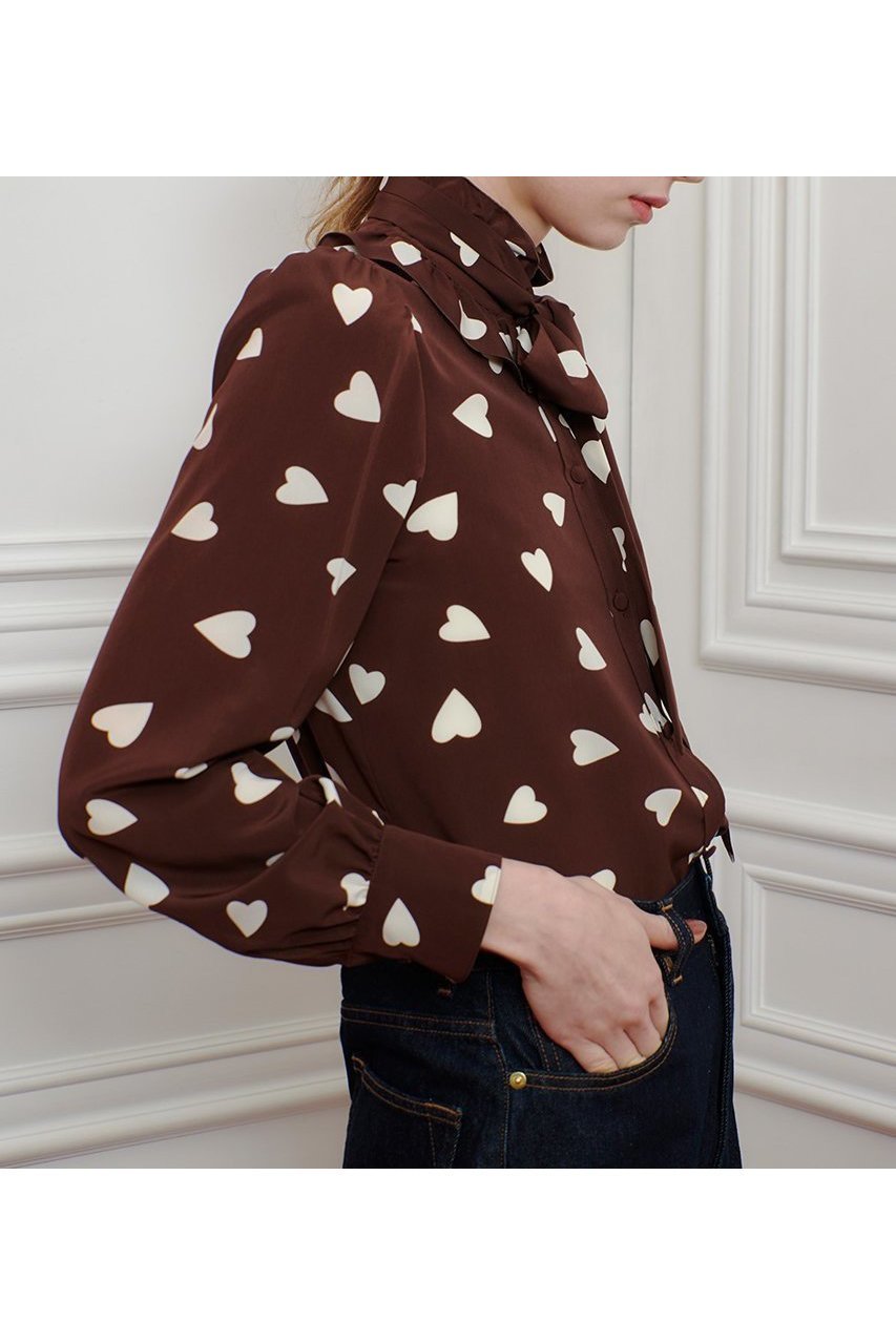 【アルアバイル/allureville】の【LOULOU WILLOUGHBY】デシンハートプリントボウタイブラウス 人気、トレンドファッション・服の通販 founy(ファニー) 　ファッション　Fashion　レディースファッション　Fashion for Women　トップス・カットソー　Cut & Sew Tops　シャツ・ブラウス・オフィスカジュアル　Elegant Blouses & Button-Ups　2025年　2025　2025-2026秋冬・A/W　Autumn/Winter 2025–26 AW25–26　スリーブ　Sleeve, Long Sleeve / Short Sleeve　ロング　Long, Long-Length　エレガント 上品　Elegant　定番　Standard, Basic Item　A/W・秋冬　Autumn/Winter　other-5|ID: prp329100004644417 ipo3291000000033510305