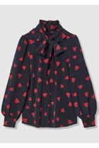 【アルアバイル/allureville】の【LOULOU WILLOUGHBY】デシンハートプリントボウタイブラウス ネイビー|ID:prp329100004644417